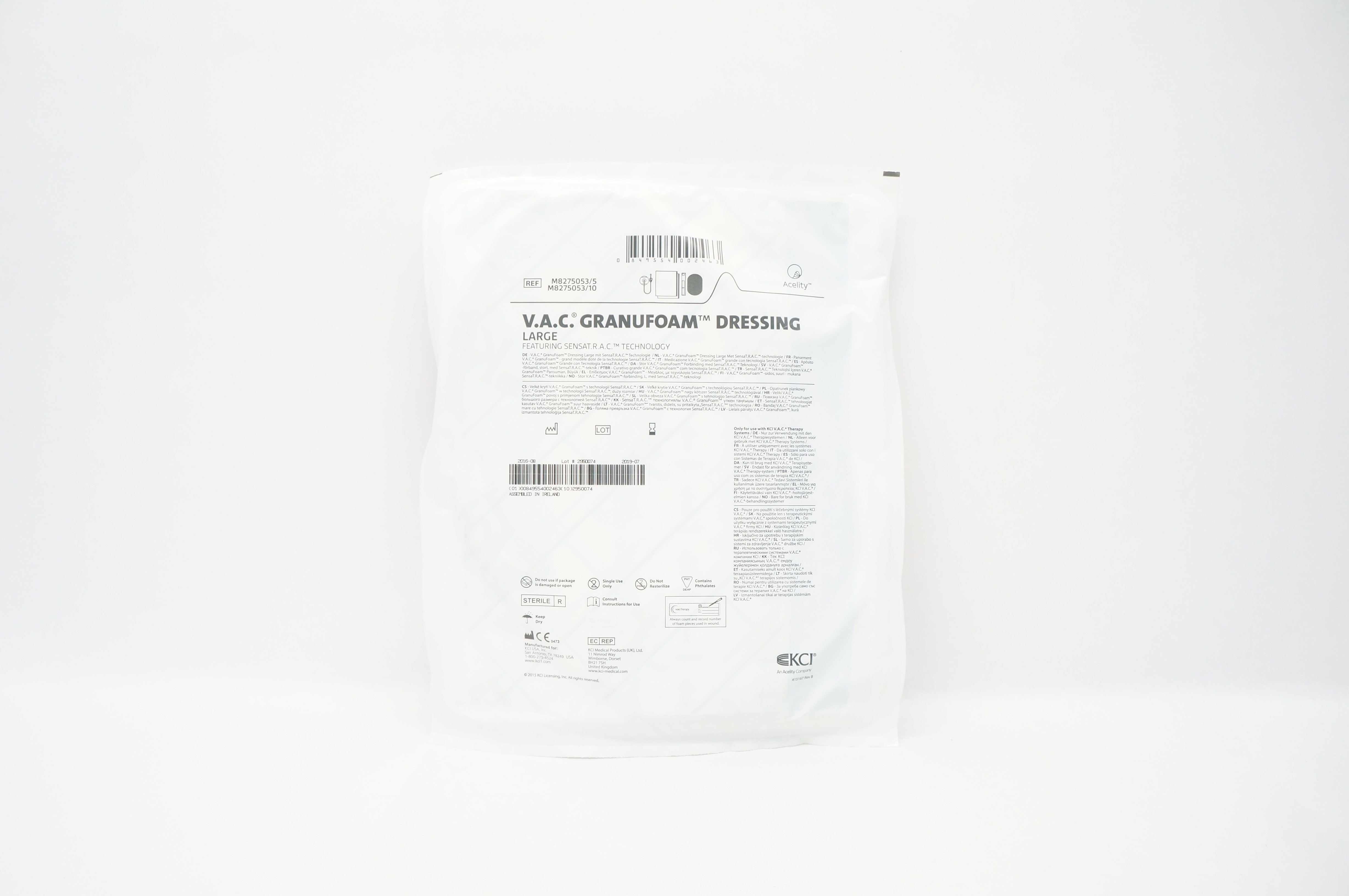 KCI M8275053/5 V.A.C. GranuFoam Dressing Large (x)