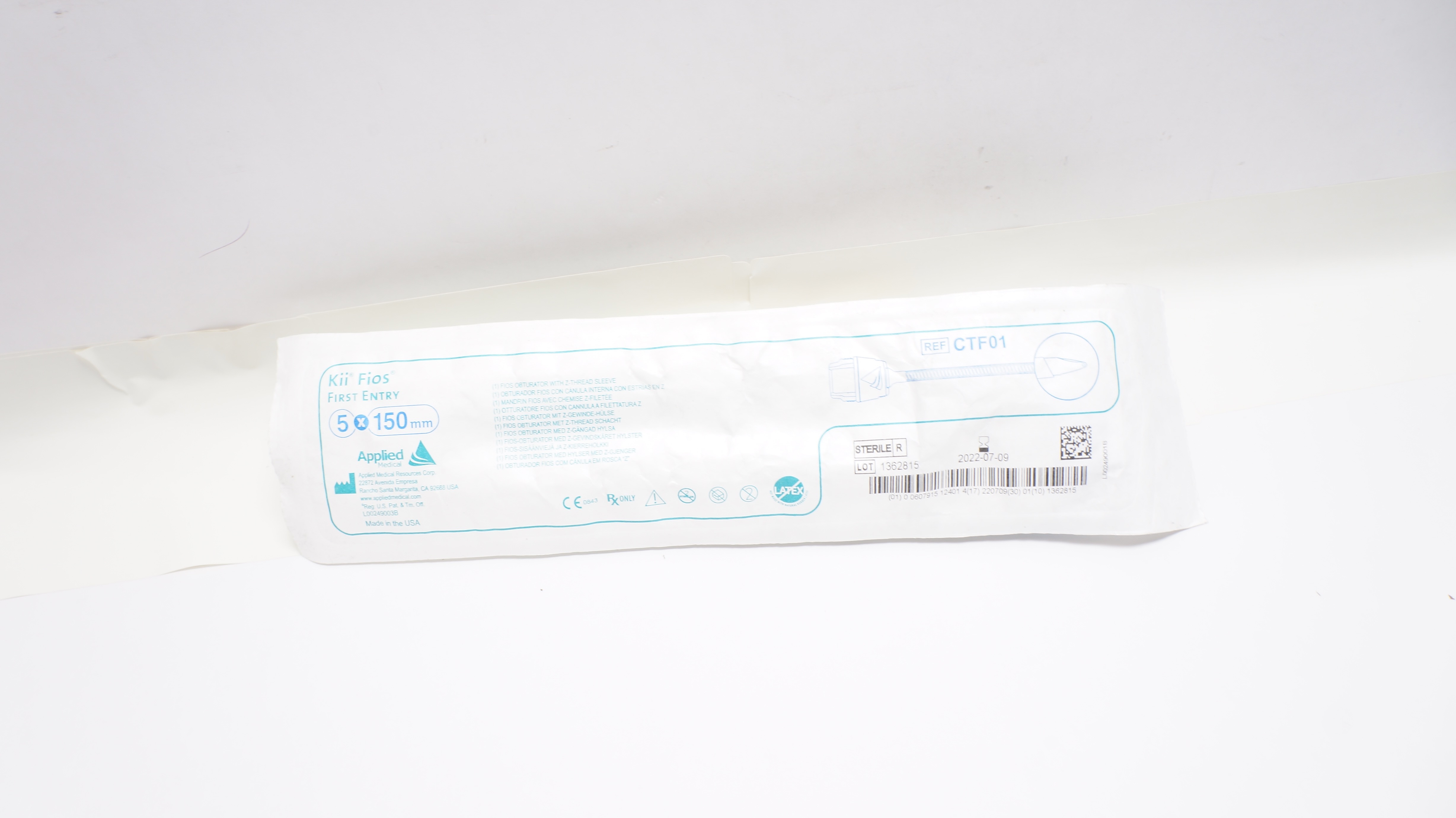 Applied Medical CTF01 Fios Obturator with Z-thread Sleeve 5mm x 150mm (x)