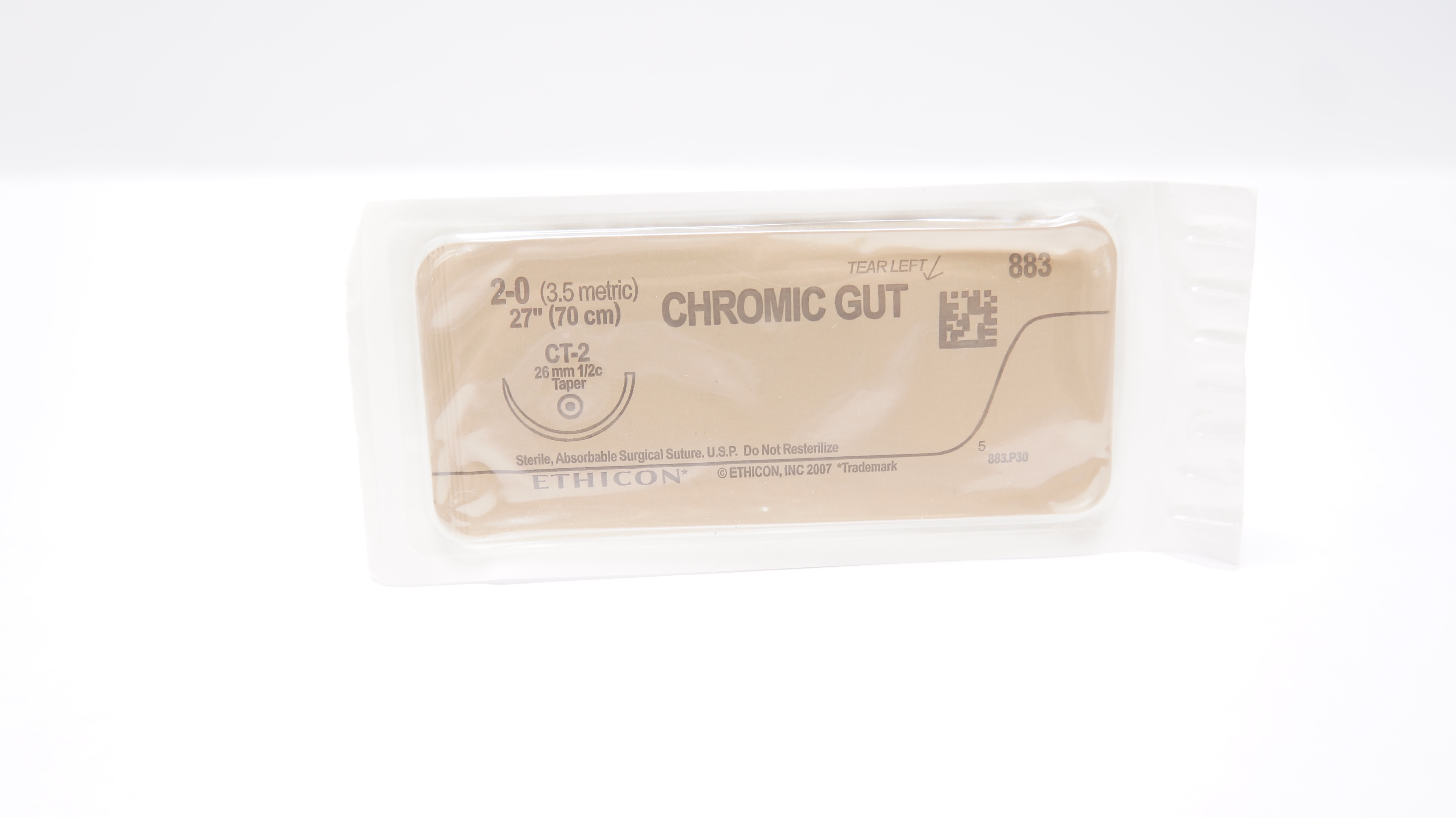 Ethicon 883 2-0 CHROMIC GUT, CT-2, 26mm 1/2c Taper, 27inch (x)