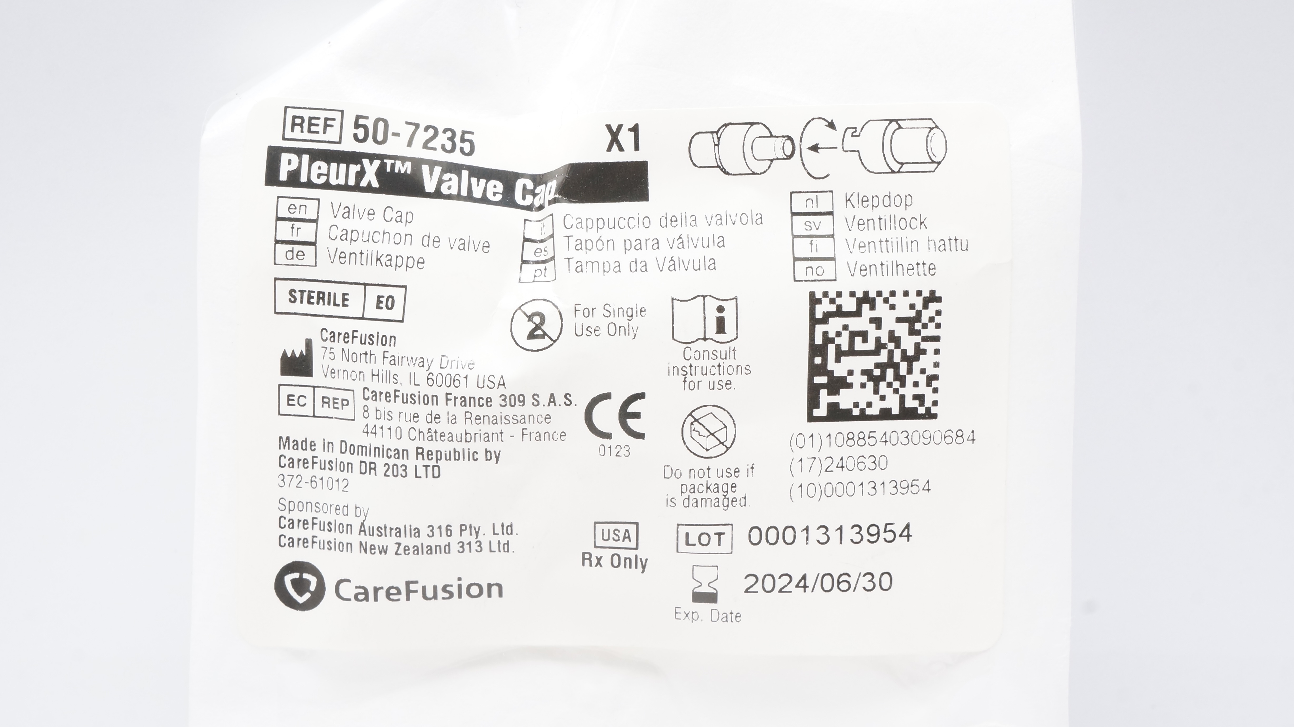 CareFusion 50-7235 PleurX Valve Cap (x)