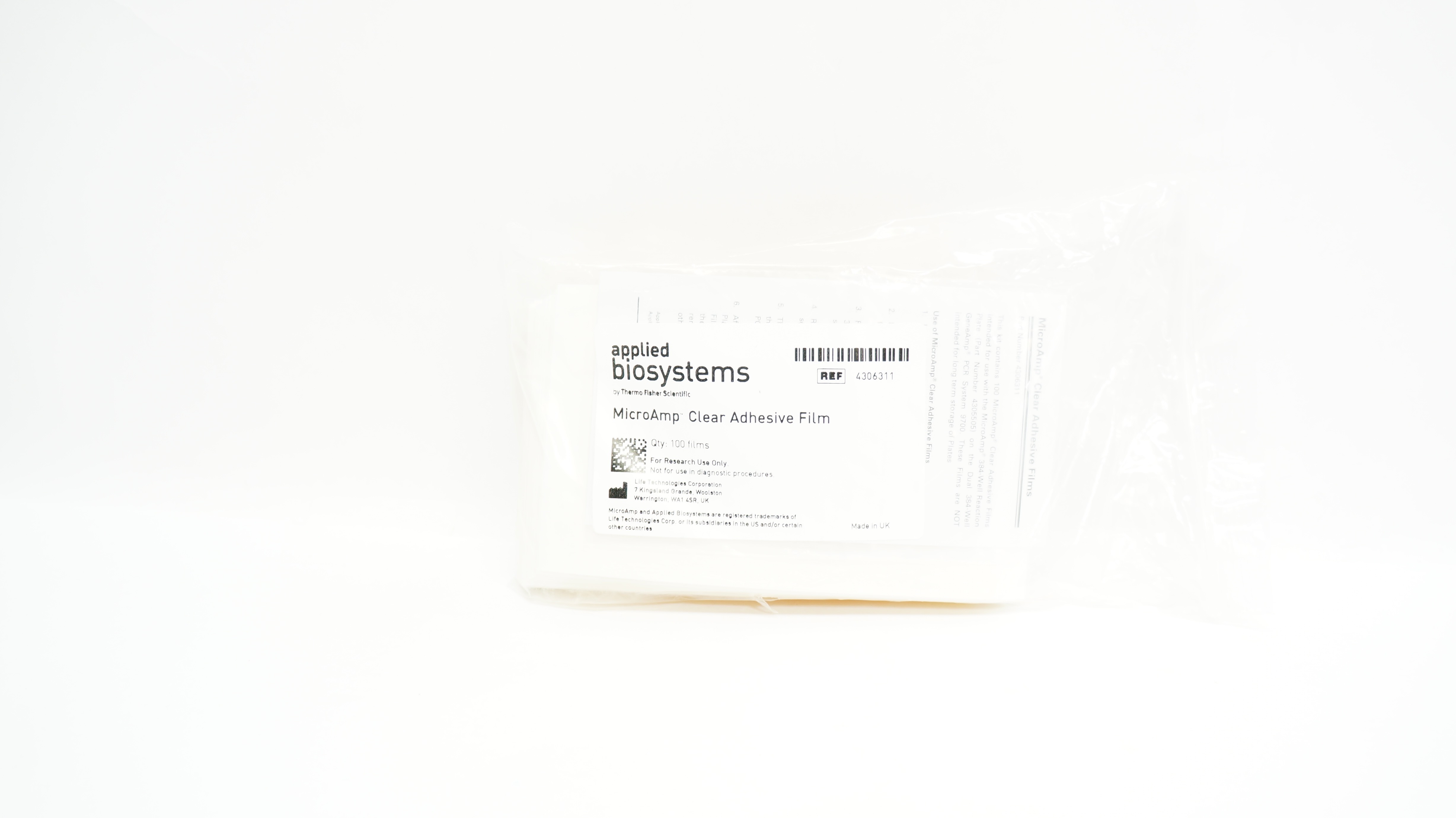 MicroAmp 4306311 Applied Biopsystems Clear Adhesive Film - Pack of 69