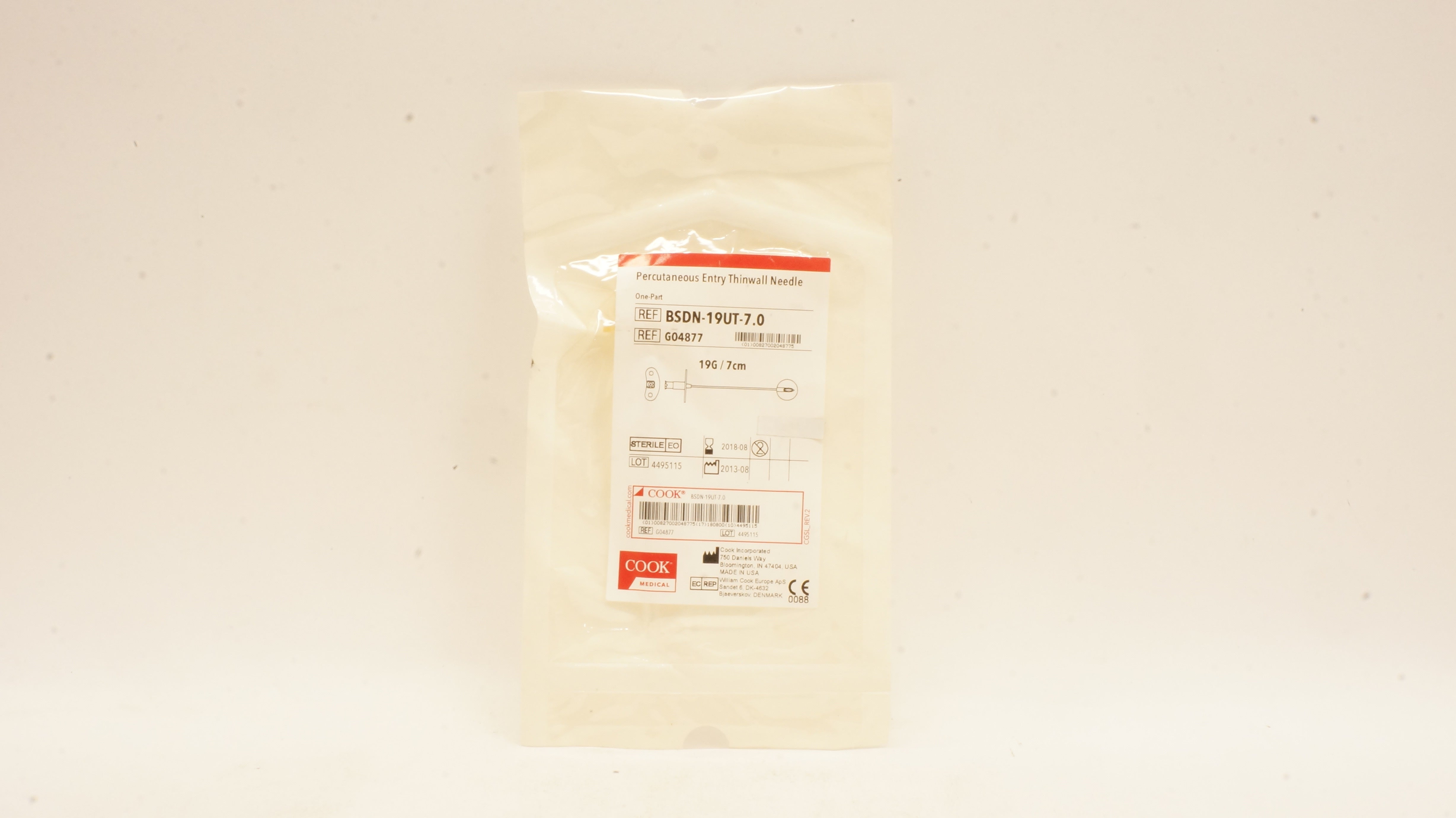 Cook Medical G04877 Percutaneous Entry Thinwall Needle 19G 7cm (x)