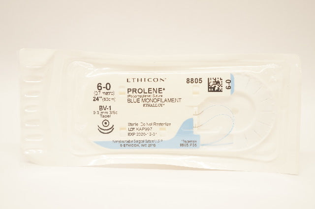 Ethicon 8805 6-0 PROLENE Polypropylene Stre BV-1 9.3mm 3/8c Taper, 24 inch (x)