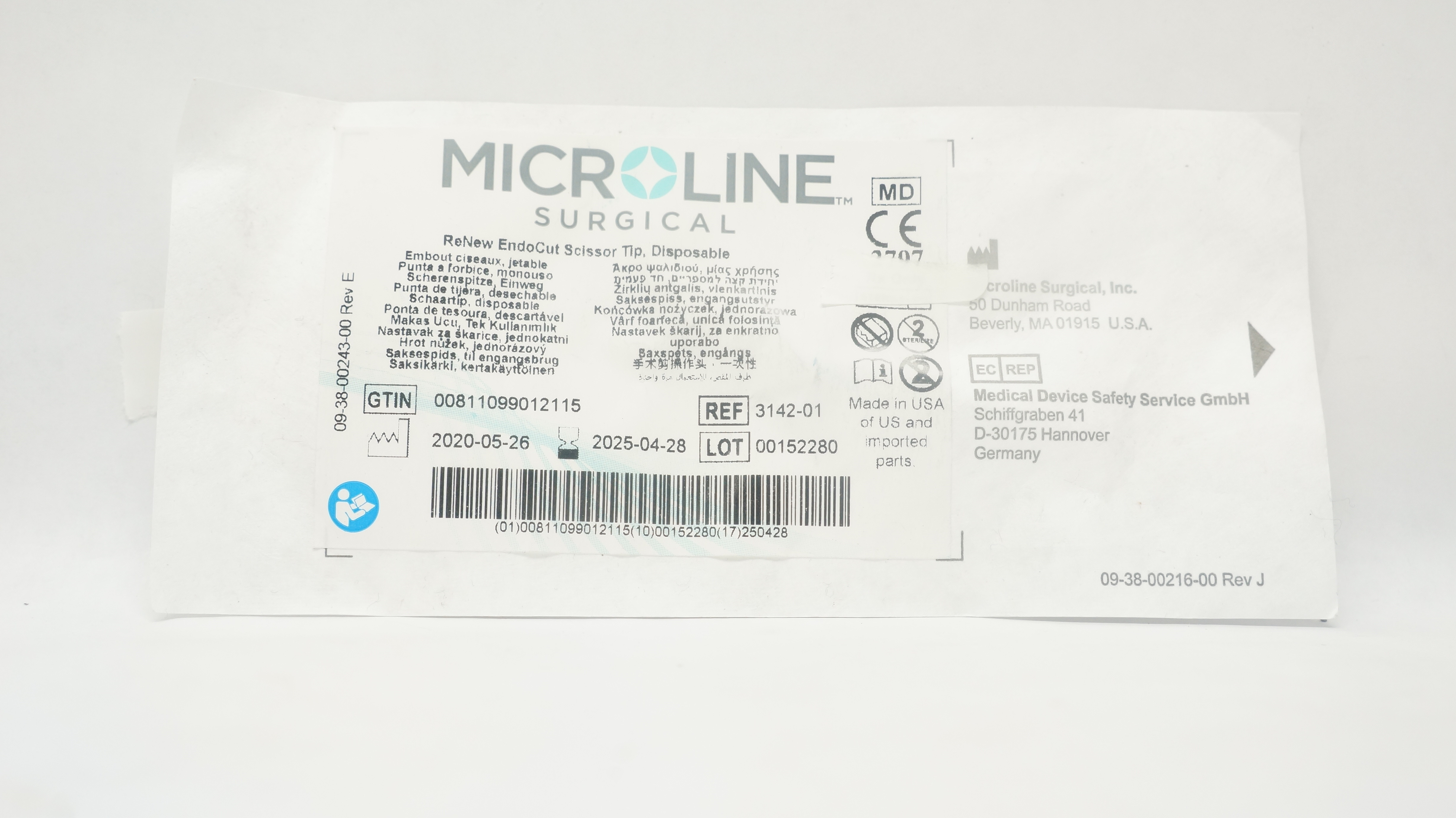 Microline Surgical 3142-01 ReNew EndoCut Scissor Tip, Disposable
