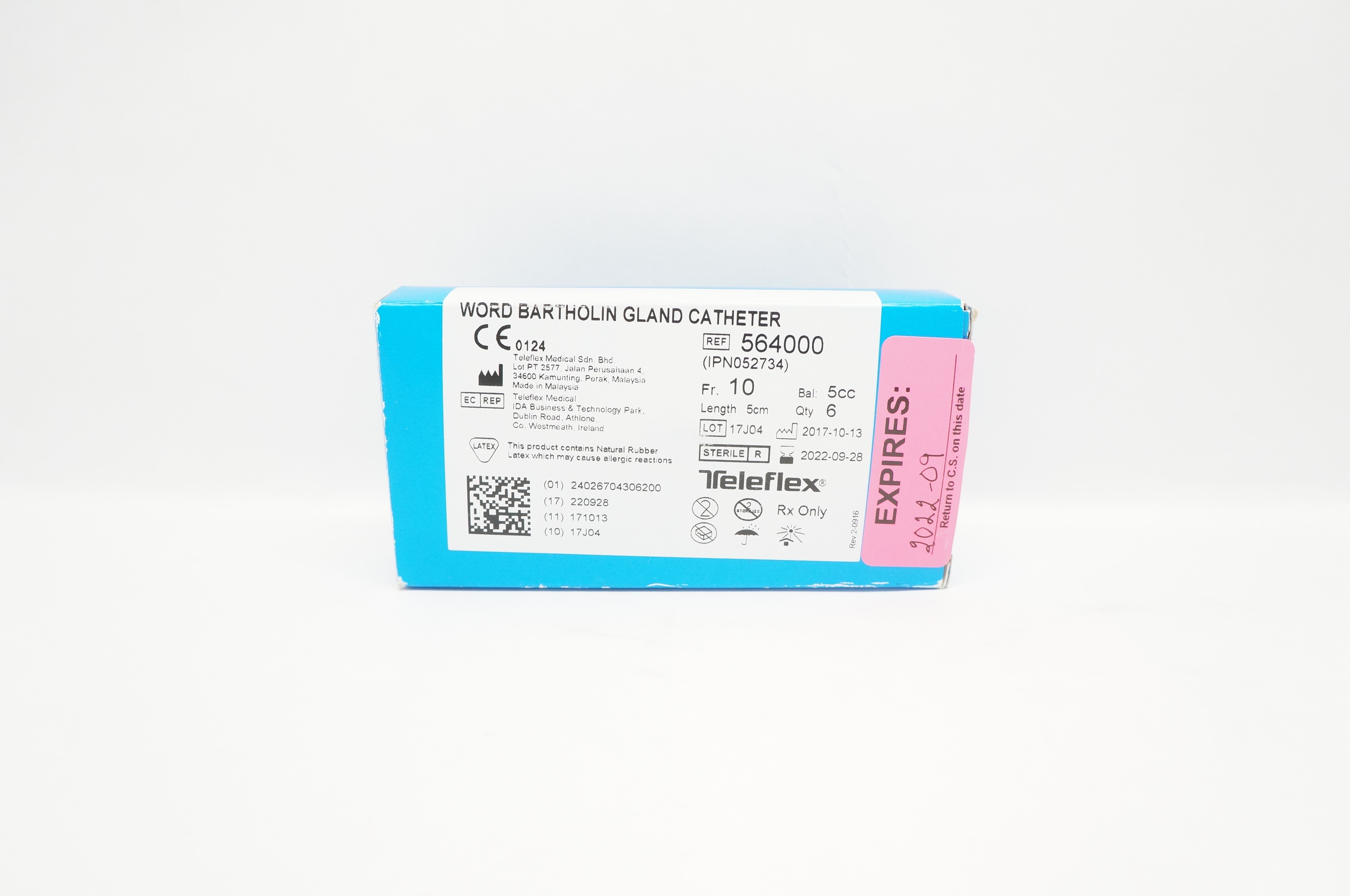 Teleflex 564000 Rusch Word Bartholin Gland Cath. 10Fr x 5cm 5cc (x) - Box of 6
