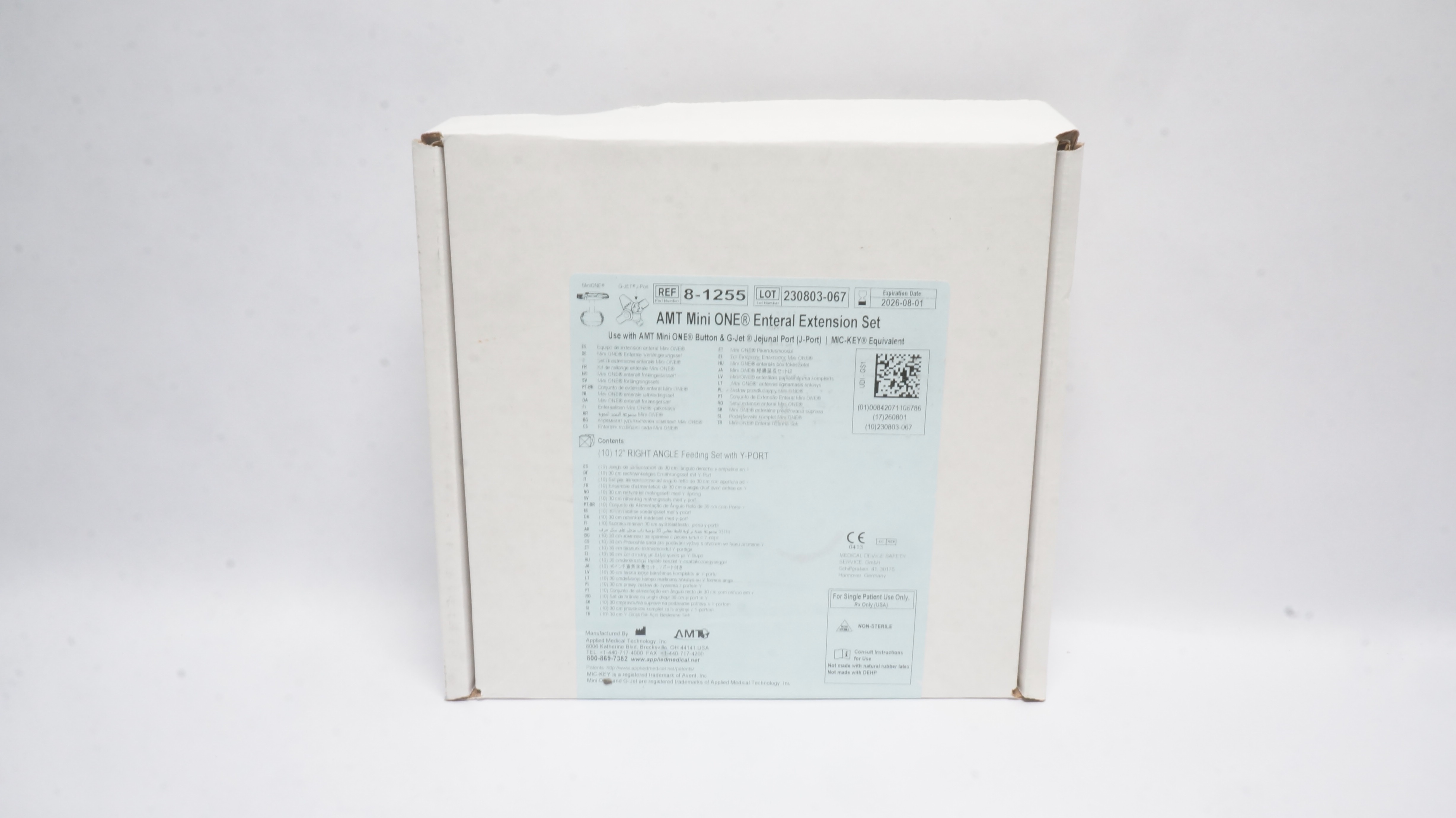 Applied Medical Technology 8-1255-ISOSAF Mini 1 Enteral Extension Set- Box of 9