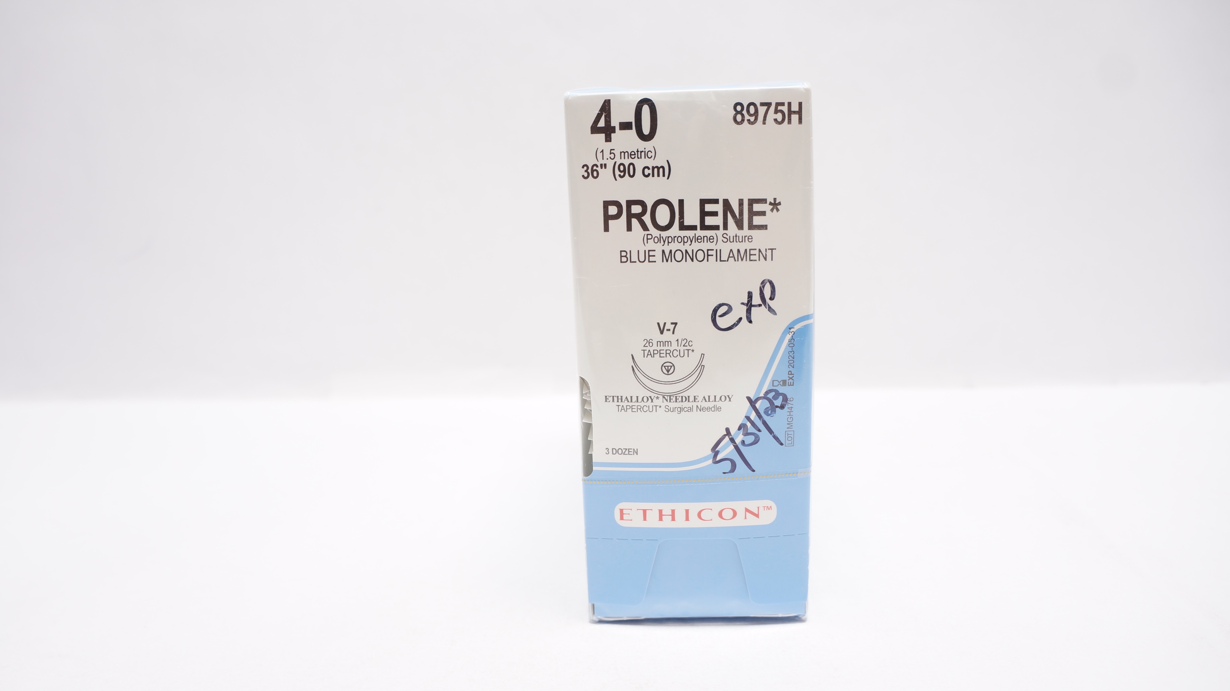 Ethicon 8975H 4-0 PROLENE Stre V-7 26mm 1/2c Tapercut, 36inch (x) - Box of 36
