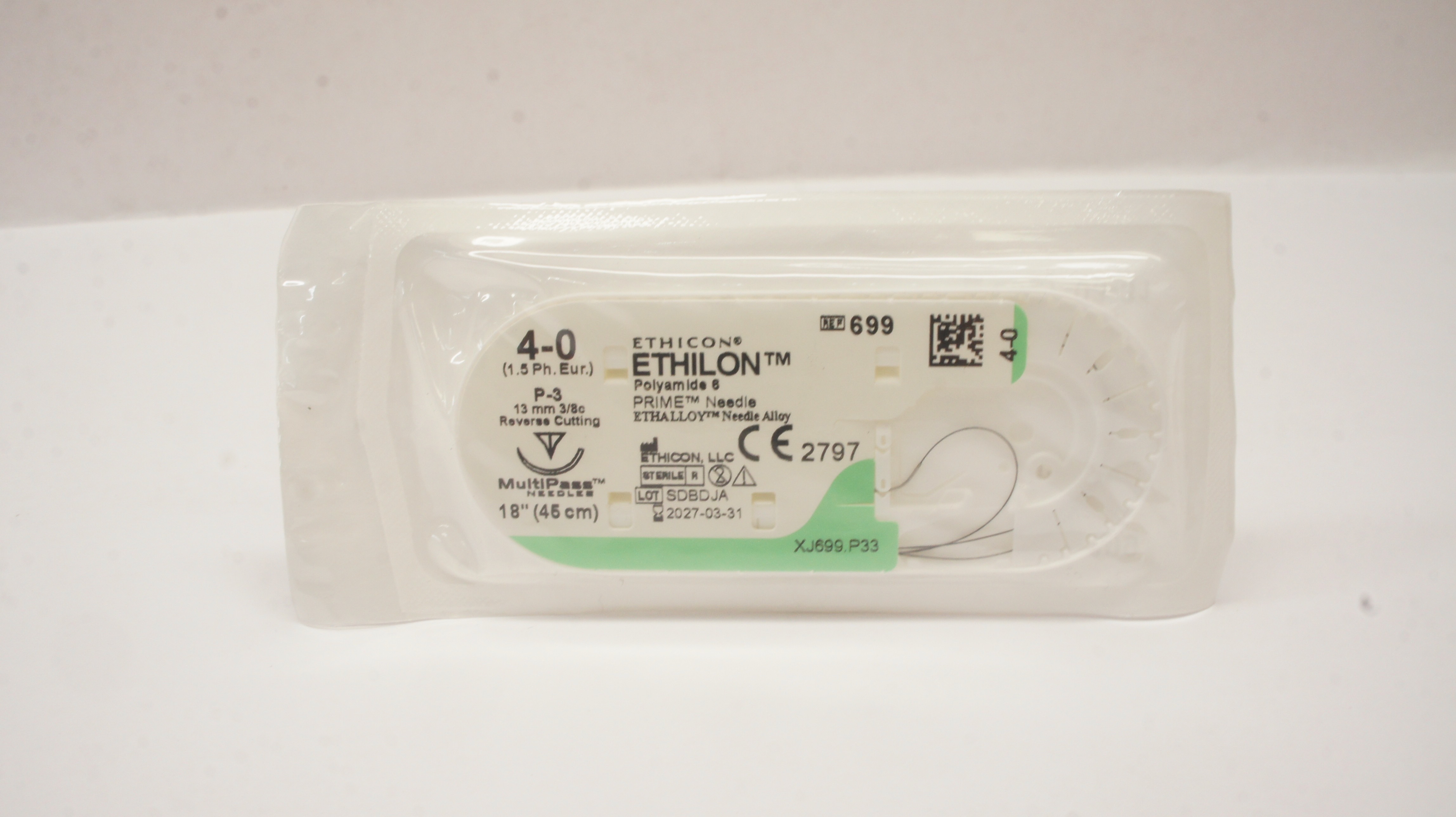Ethicon 699 4-0 ETHILON P-3 13mm 3/8c Reverse Cutting 18inch