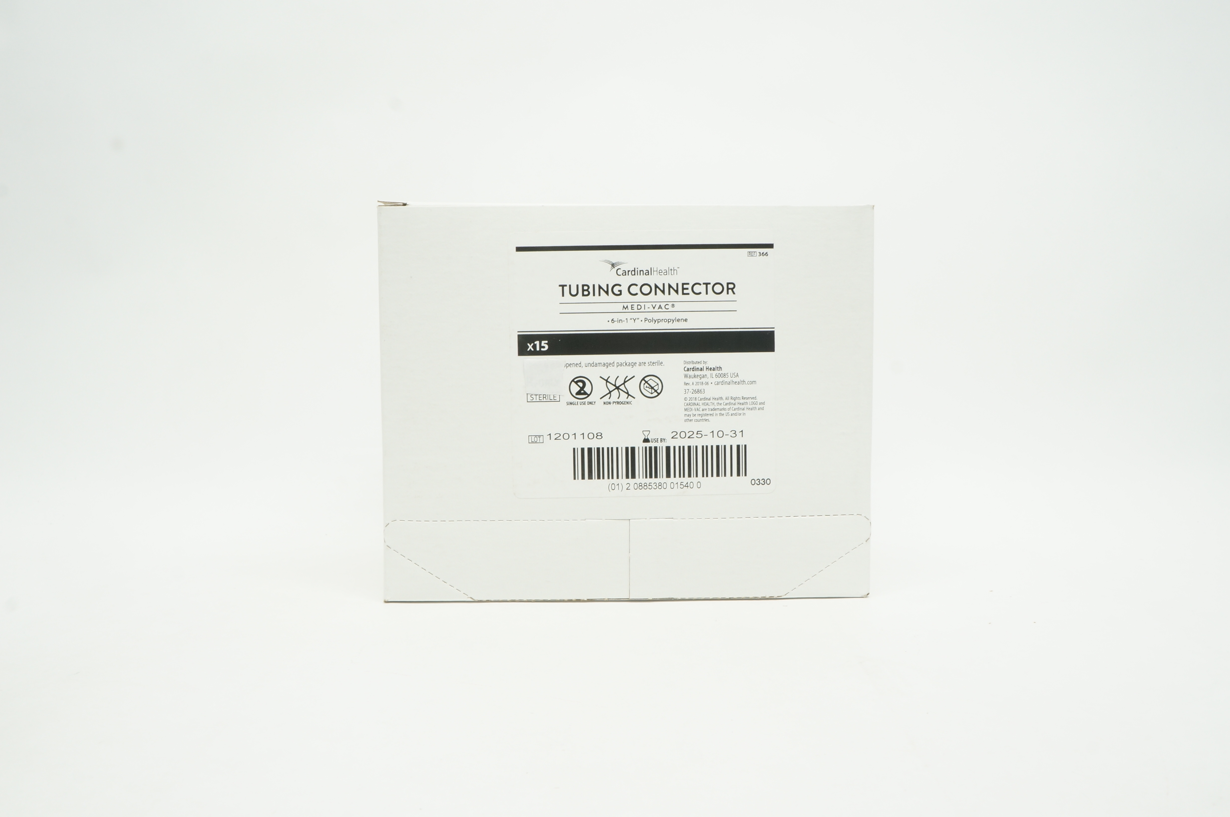 Cardinal Health 366 Medi-Vac Tubing Connector 6 in 1 Y Polypropylene - Box of 15