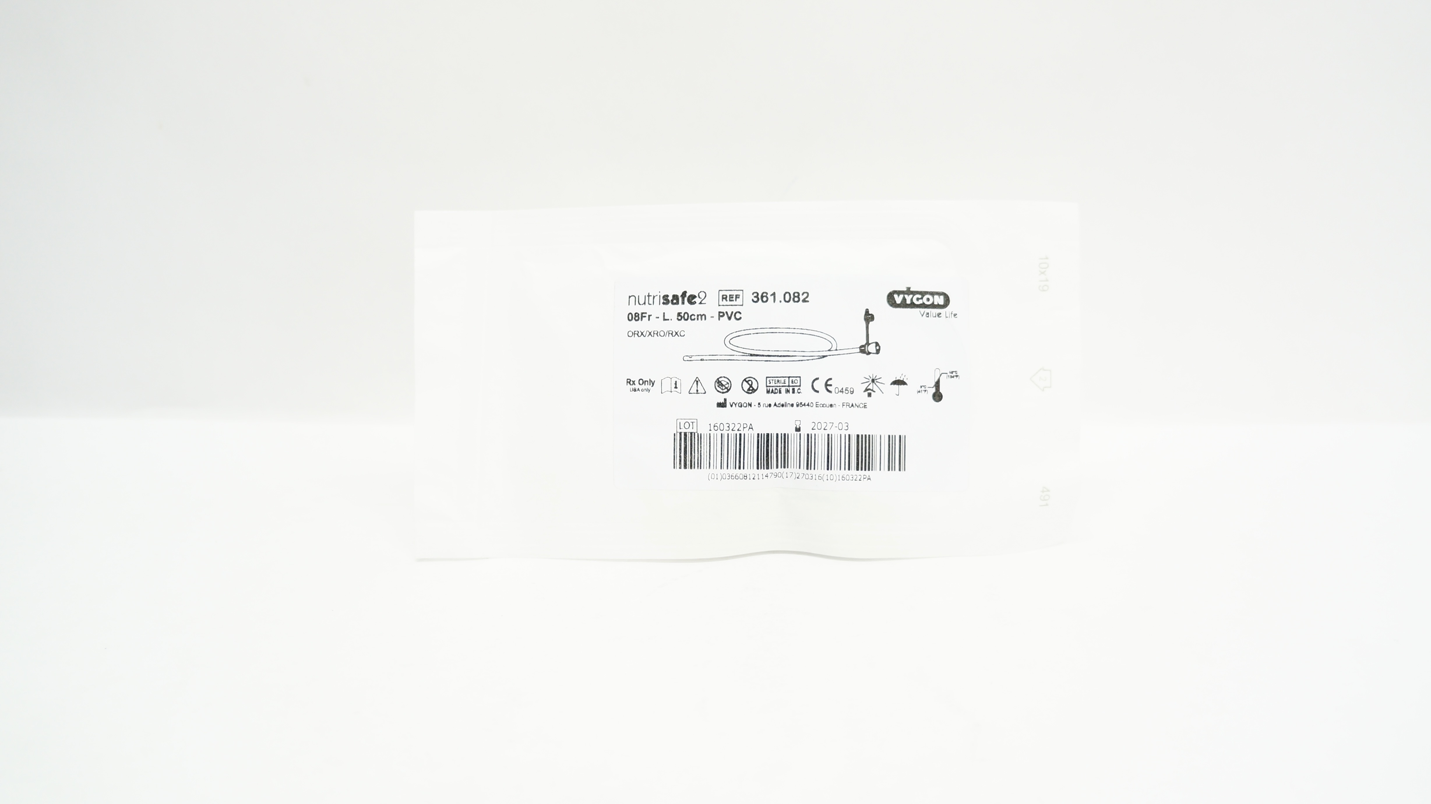 Vygon 1361.082 Value Life NutriSafe 2 Feeding Tube 08Fr - L.50cm - PUR