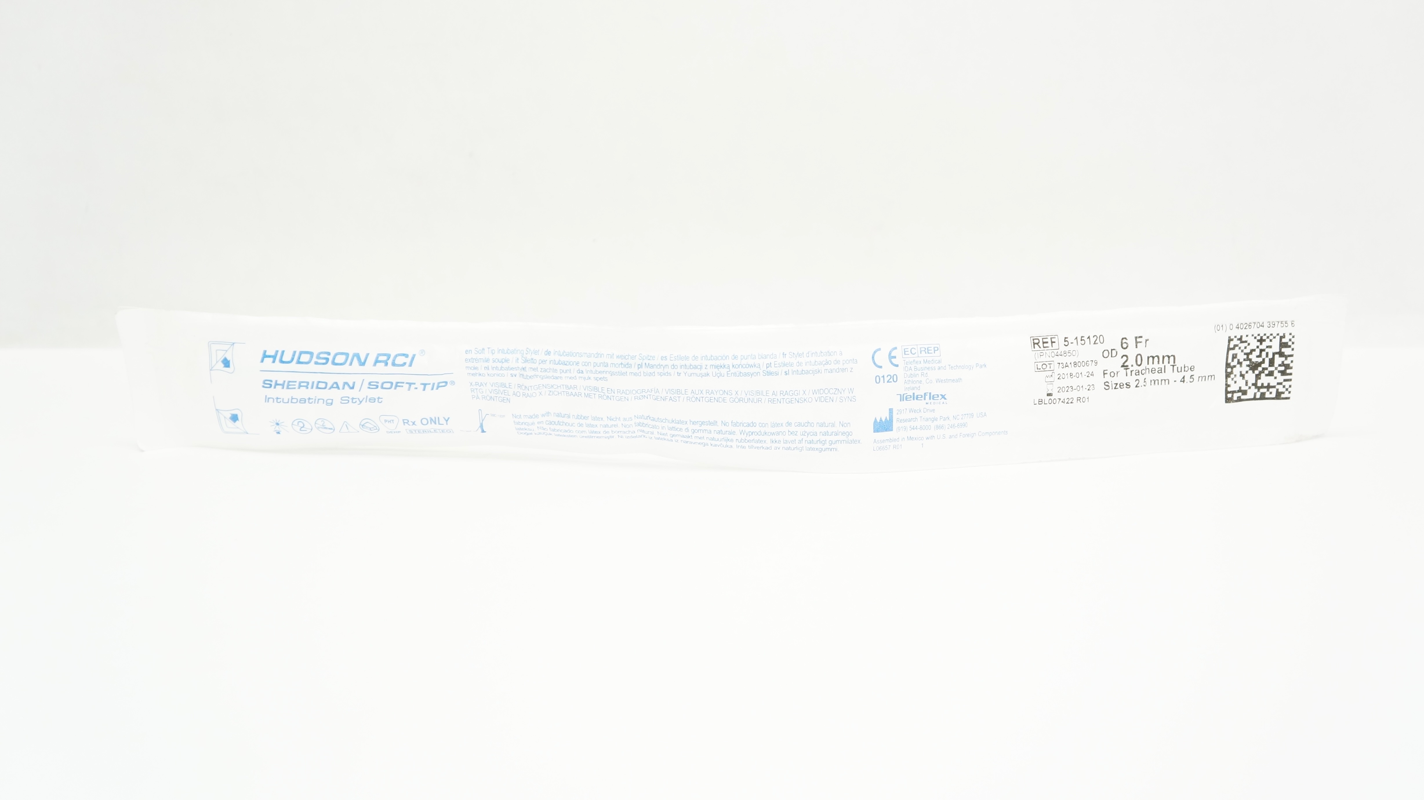 Teleflex 5-15120 Hudson RCI Sheridan/Soft-Tip Intubating Stylet 6Fr x 2.0mmOD(x)