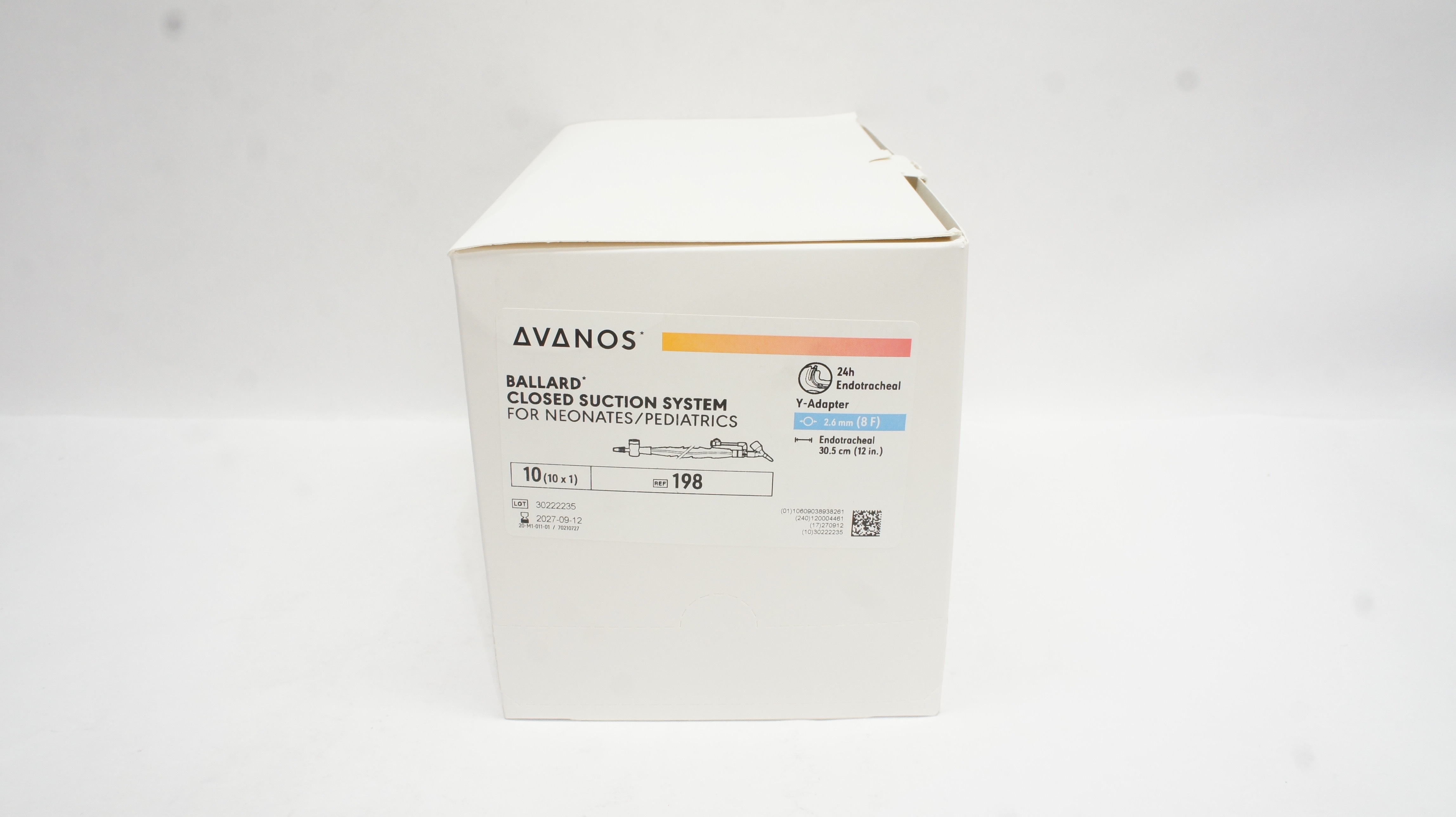 Avanos 198 Ballard Closed Suction System 8F x 12inch - Box of 10