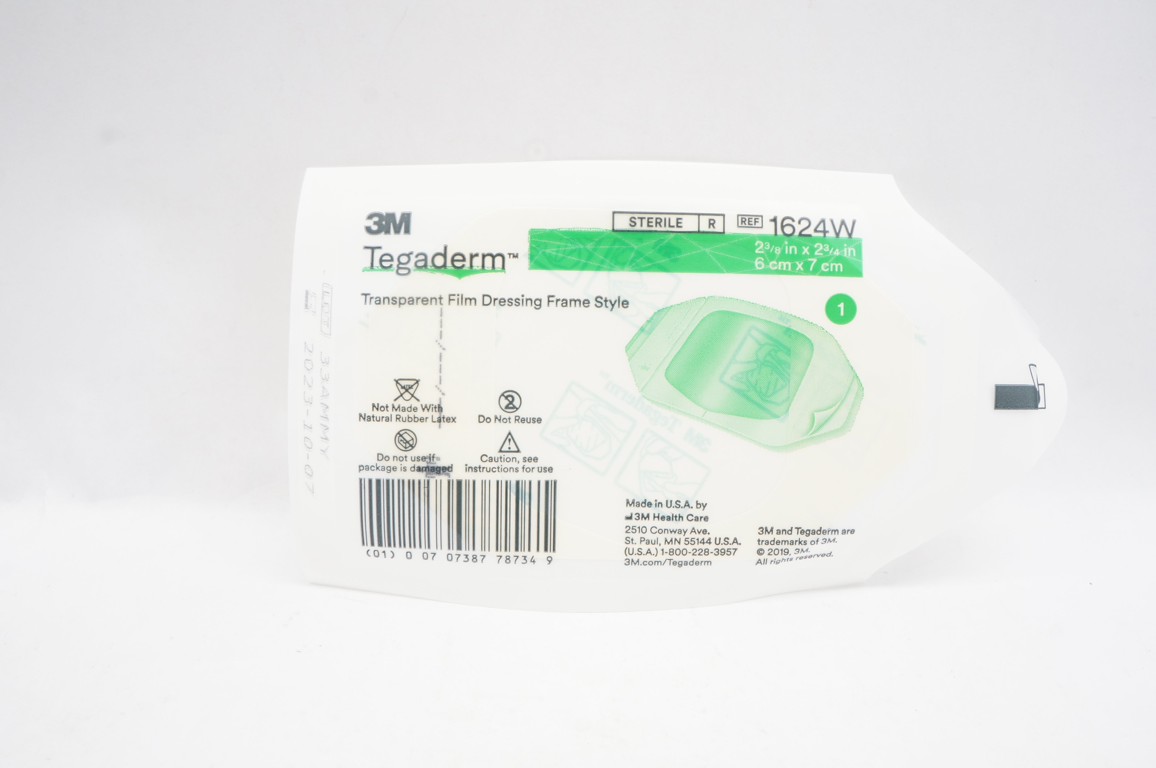 3M 1624W Tegaderm Transparent Film Dressing Frame Style 2-3/8 x 2-3/4 inch