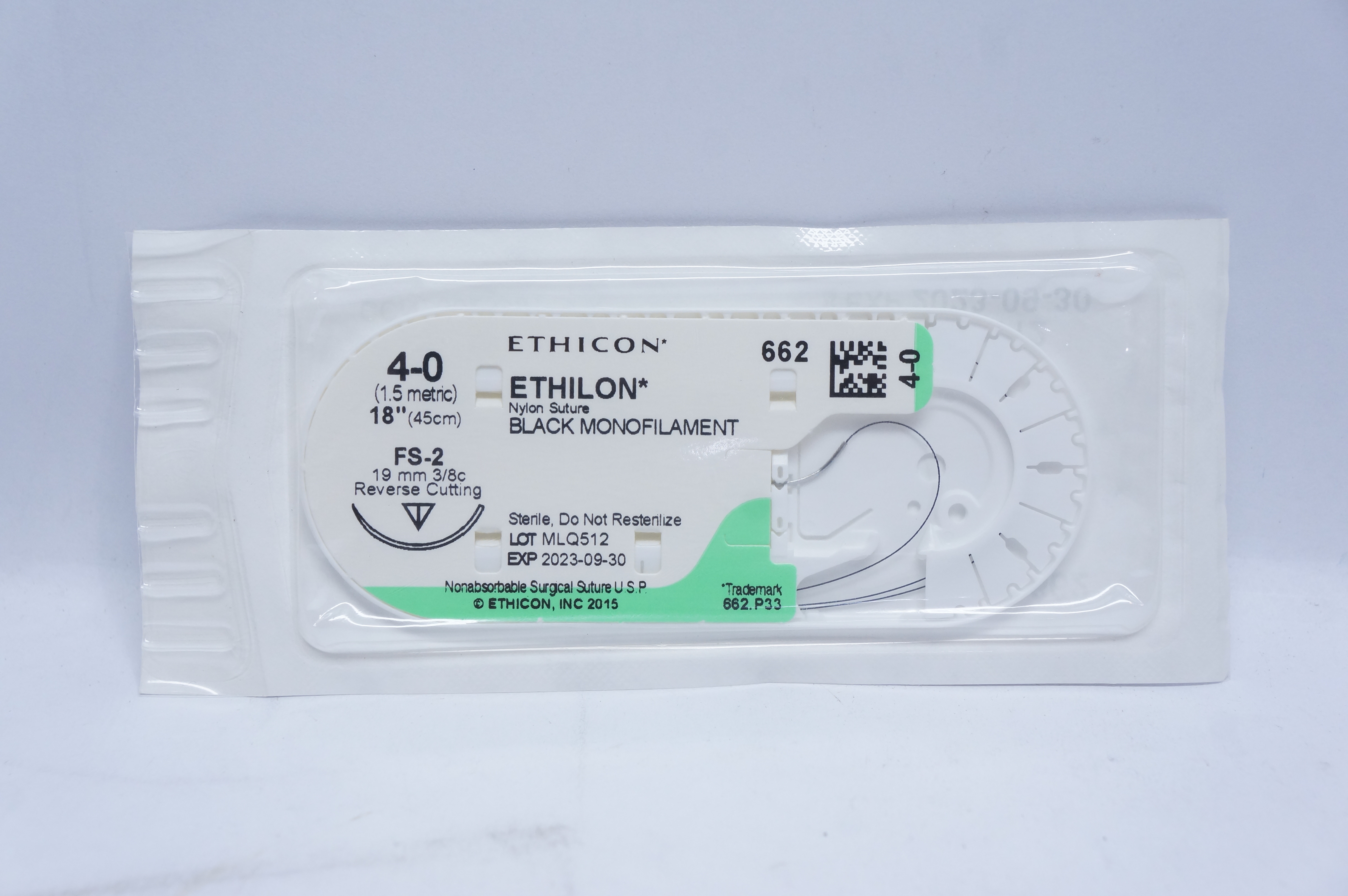 Ethicon 662 4-0 ETHILON, FS-2, 19mm 3/8c, 18inch