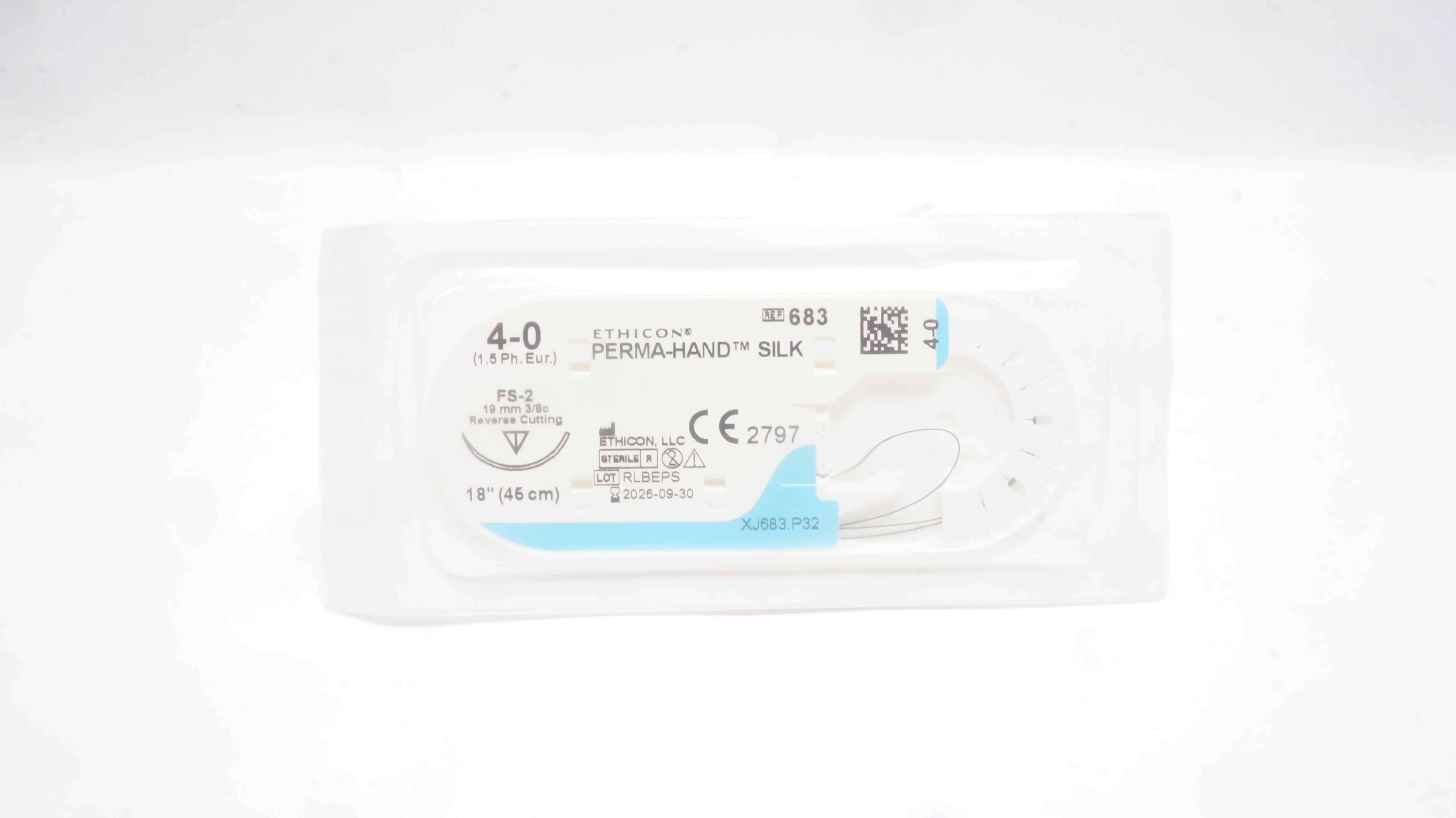 Ethicon 683 4-0 Perma-Hand Silk Stre FS-2 19mm 3/8c Reverse Cutting, 18inch