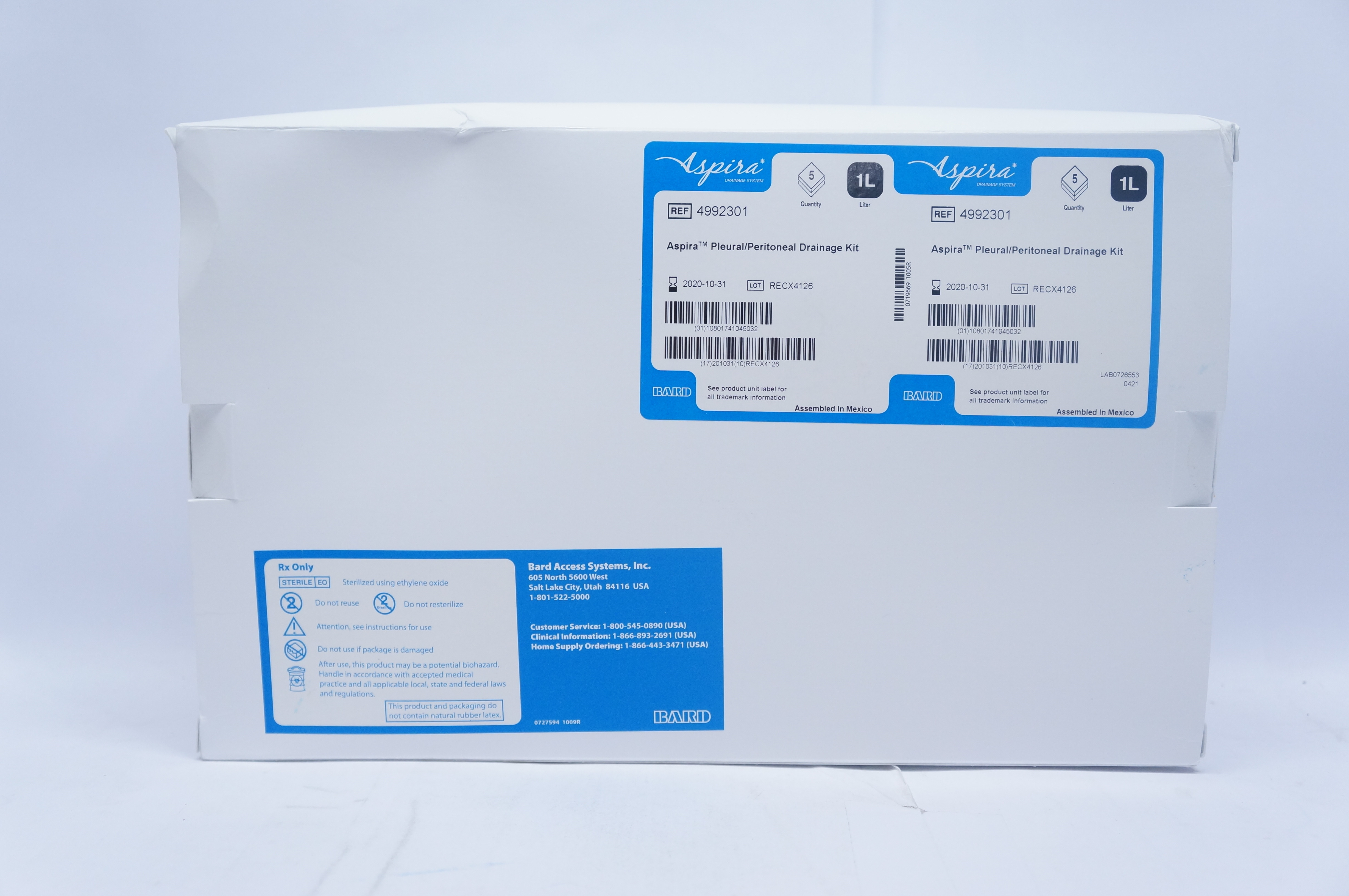 Bard 4992301 Aspira Pleural/Peritoneal Drainage Kit 1L - Box of 5