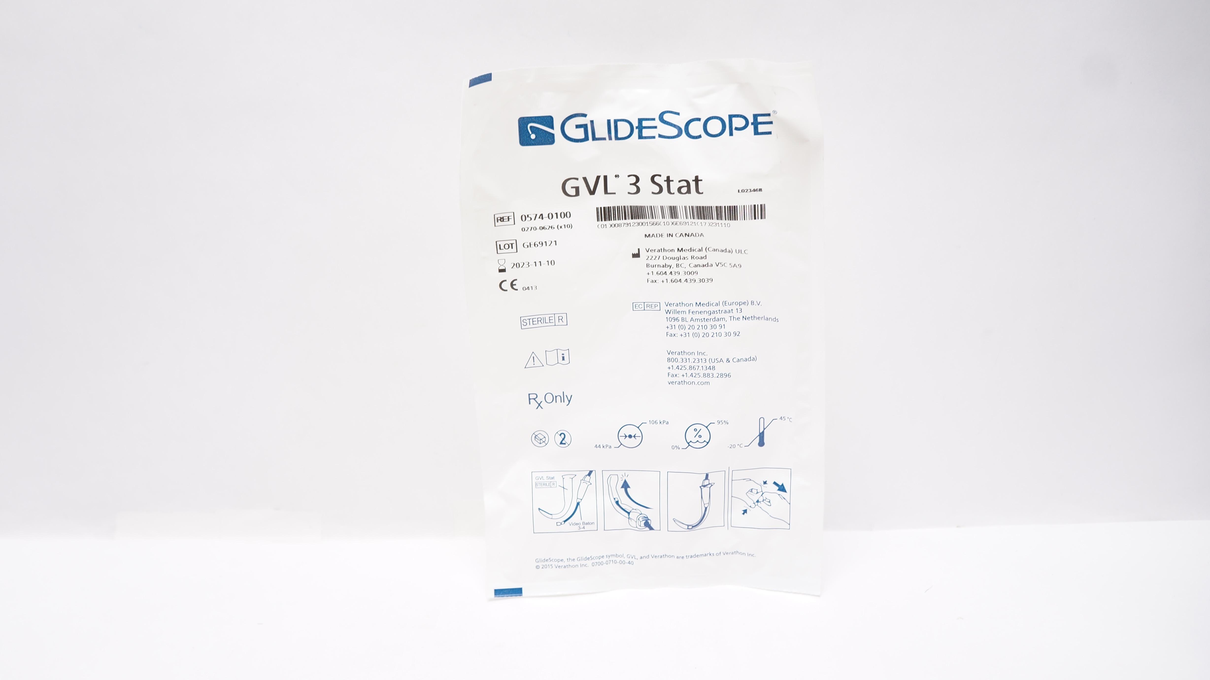 Verathon Medical 0574-0100 GlideScope GVL 3 Stat Video Laryngoscope (x)