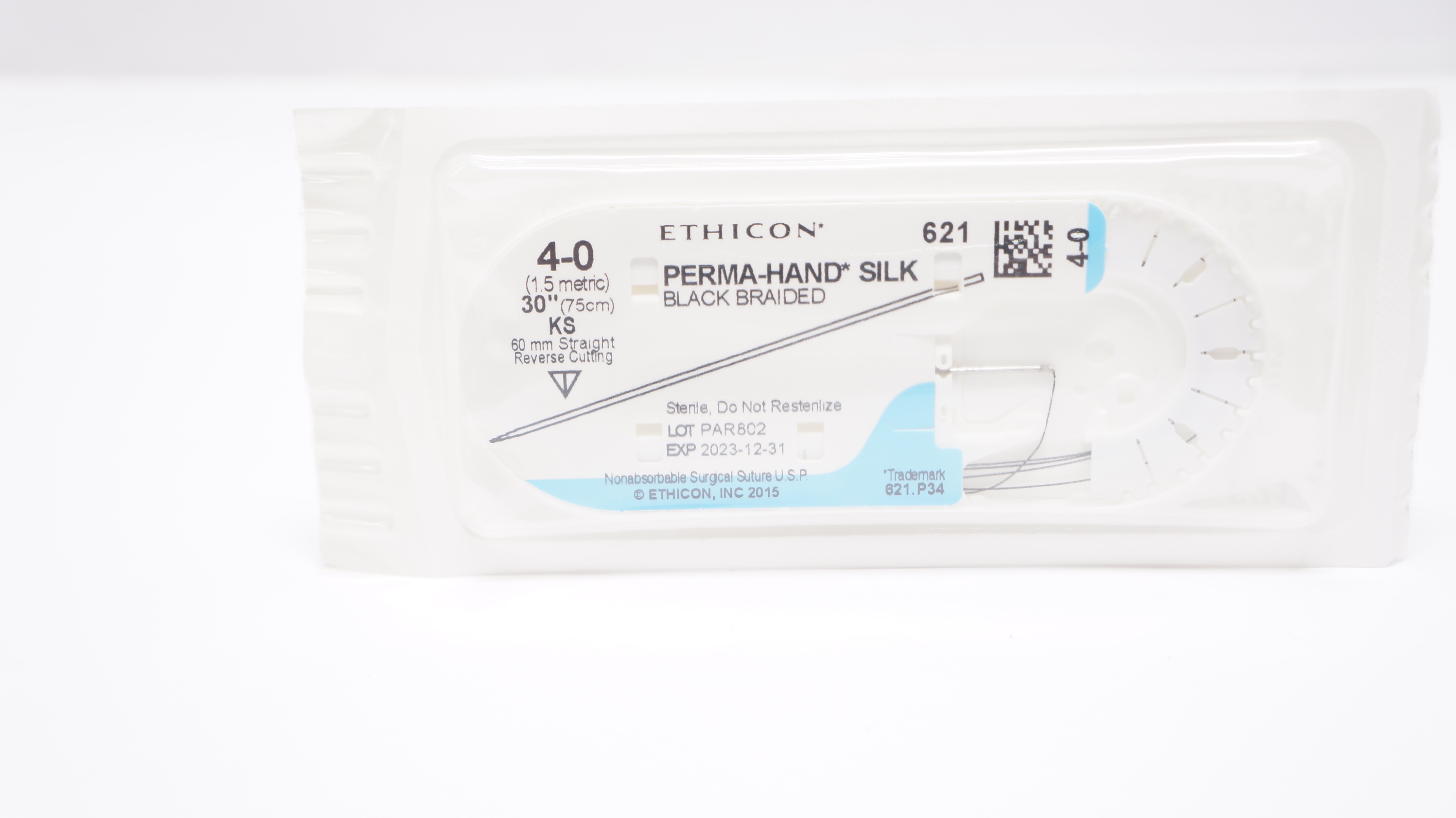 Ethicon 621 4-0 Perma-Hand Silk Stre KS 60mm Straight Reverse Cutting 30inch (x)
