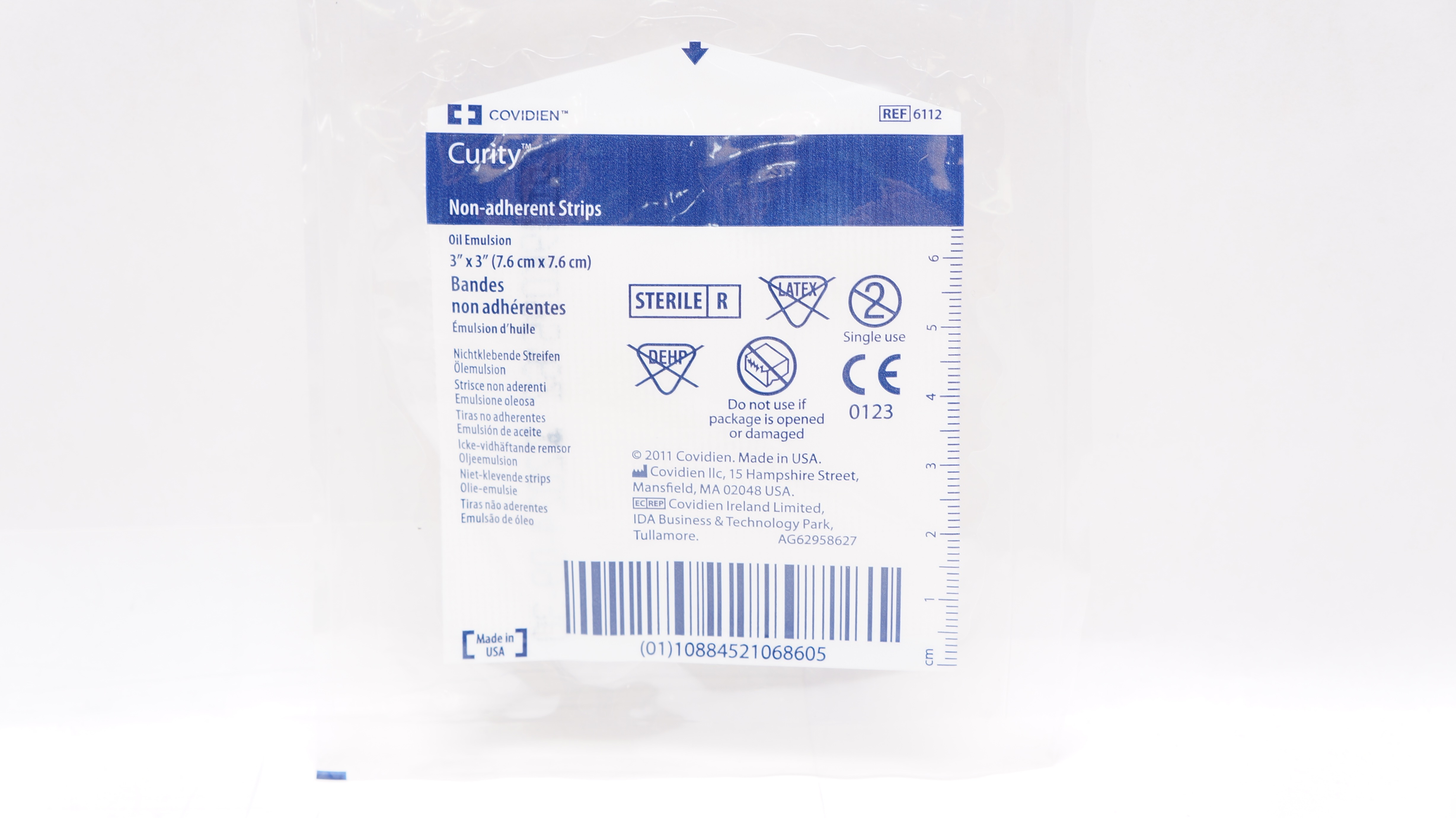 Covidien 6112 Curity Non-Adherent Strips Oil Emulsion 3inch x 3inch