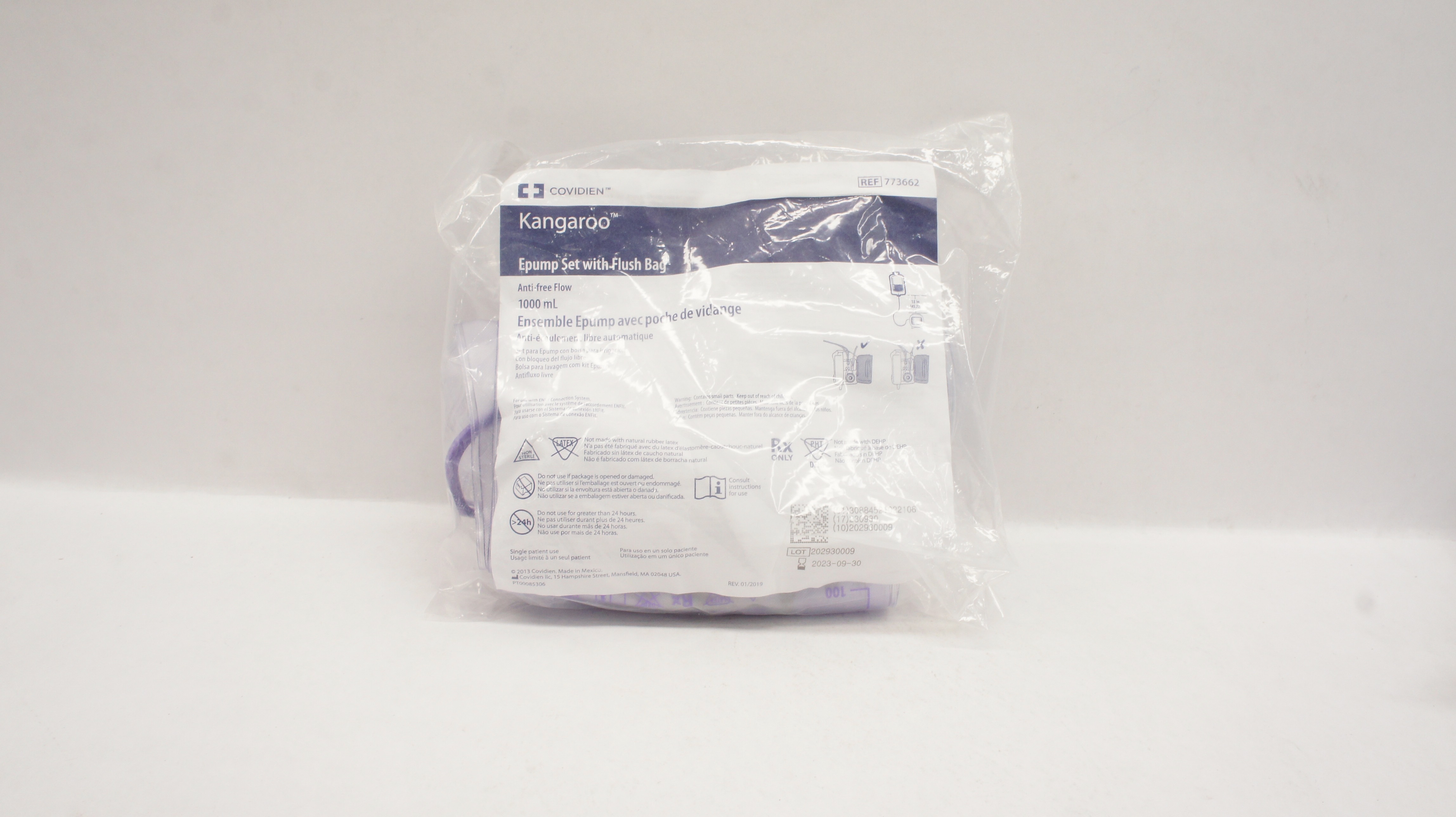 Covidien 773662 Kangaroo Epump Set with Flush Bag Anti-Free Flow 1000mL