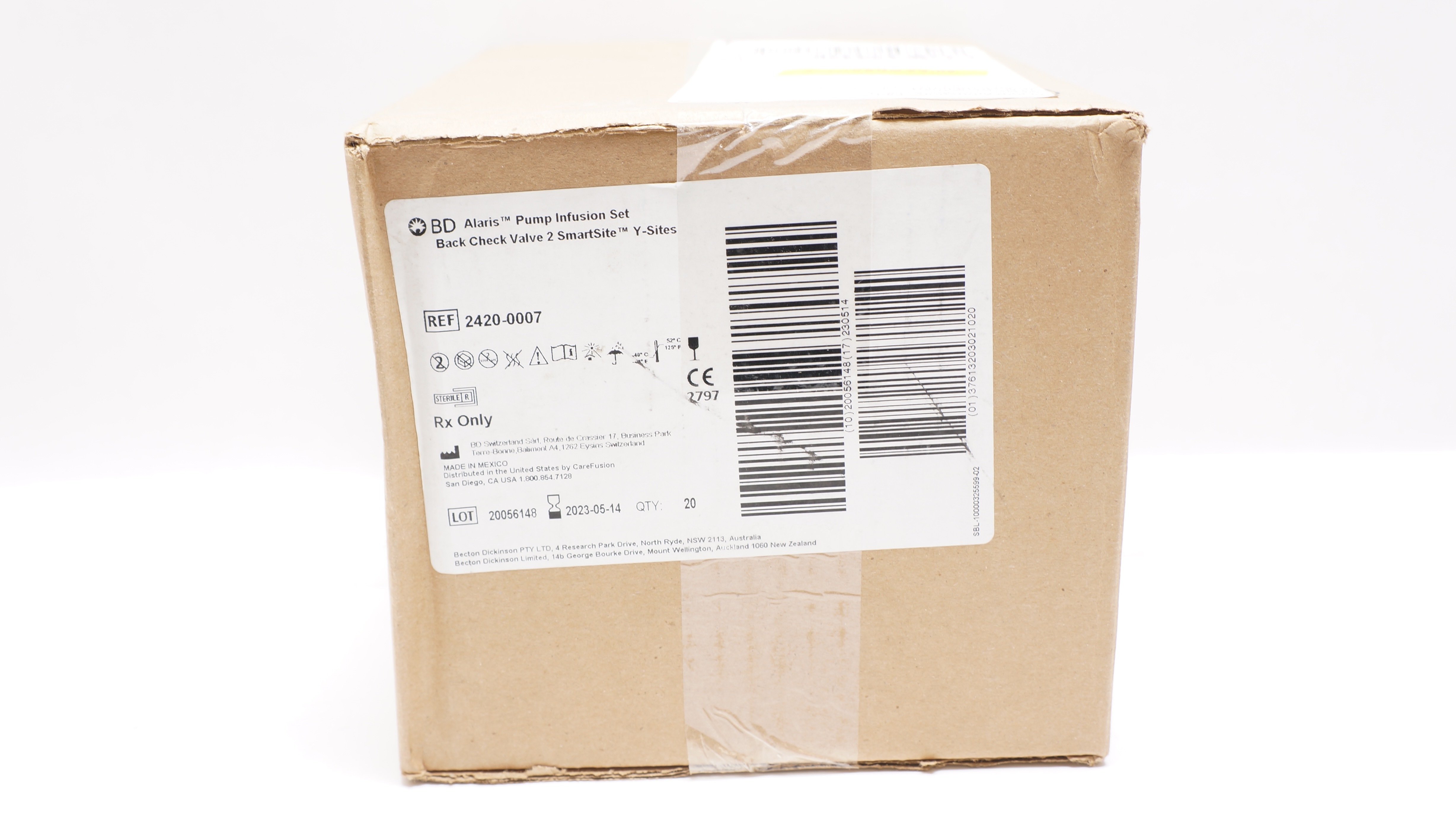 BD 2420-0007 Alaris Pump Infusion Set Back Check Valve 2 SmartSite(x)- Box of 20