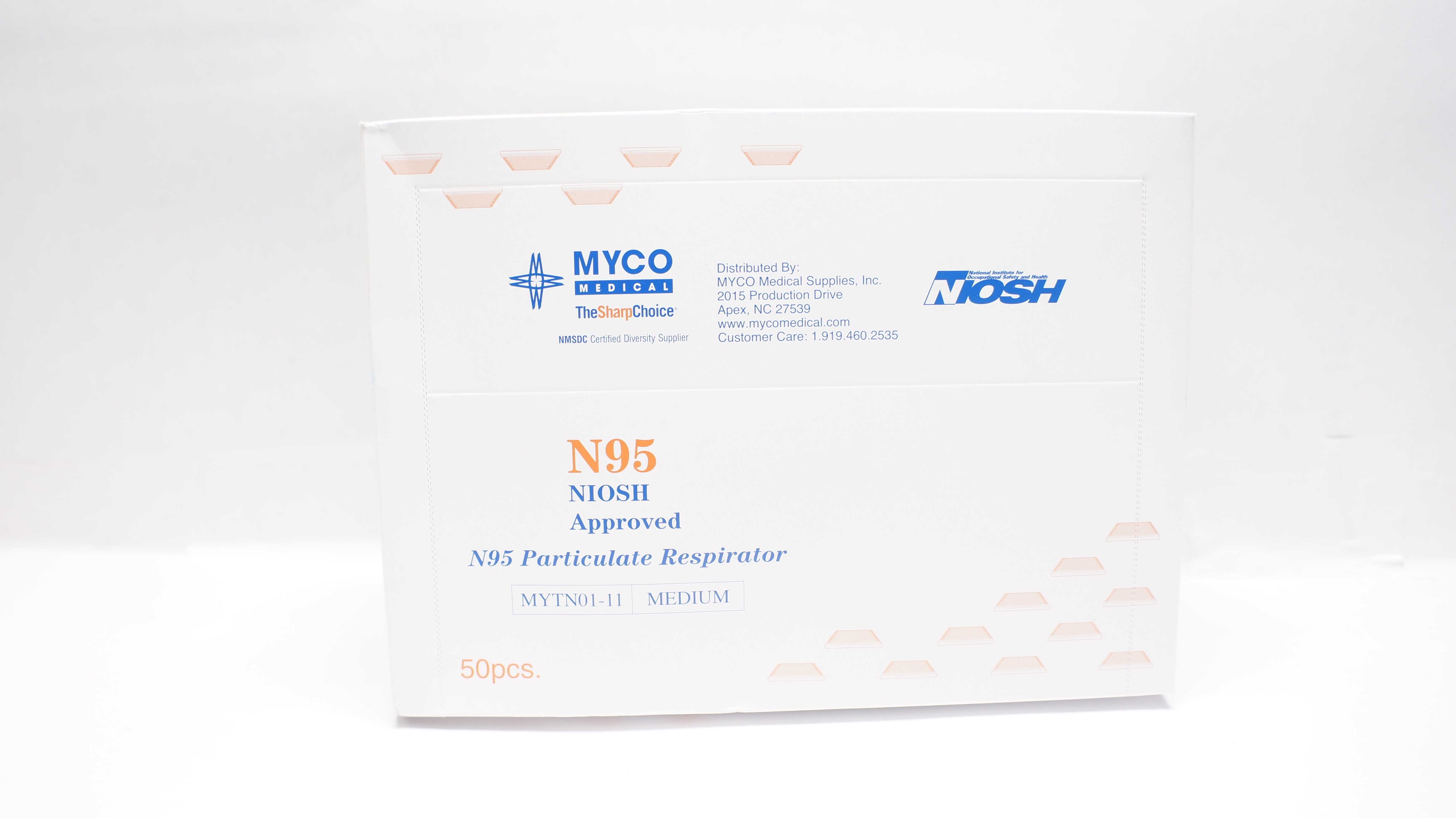 MYCO Medical MYTN01-11 Niosh N95 Particulate Respirator, Medium (x) - Box of 50