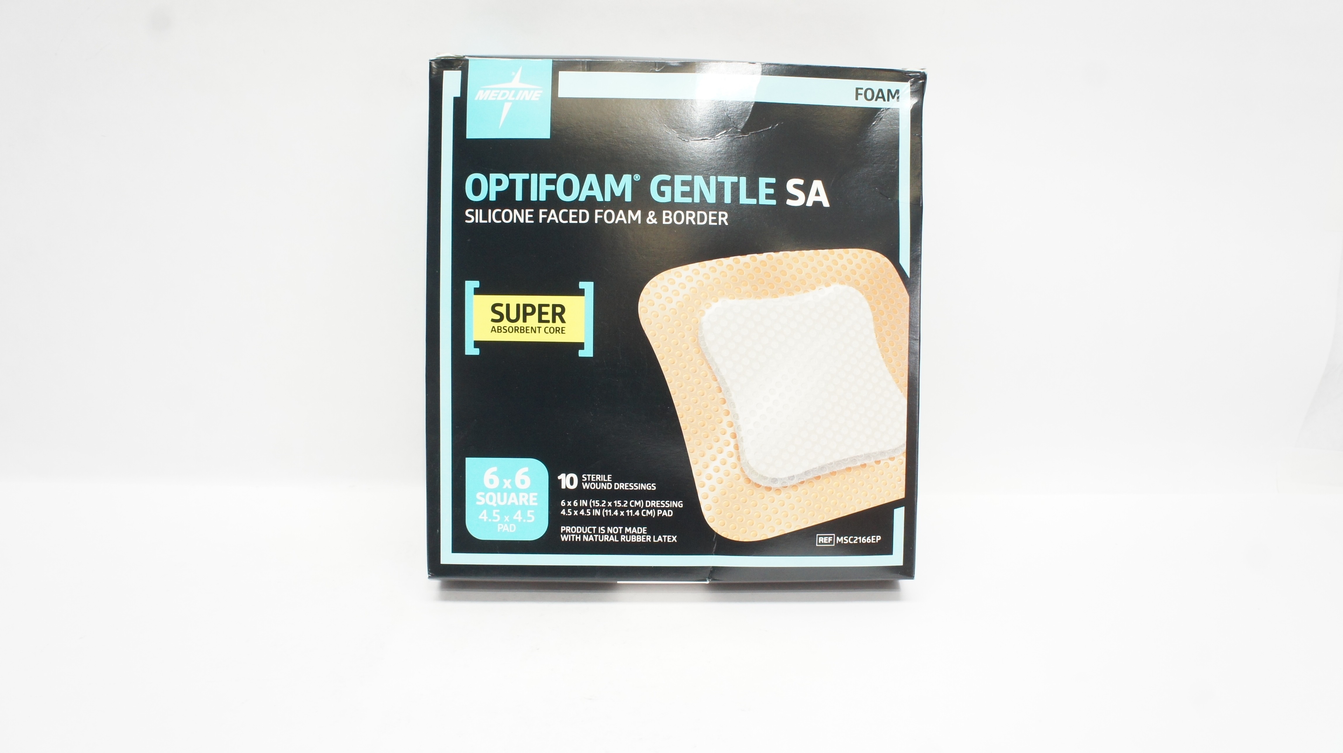 Medline MSC2166EP Silicone Faced Foam & Border 6x6inch, 4.5x4.5inch - Box of 10