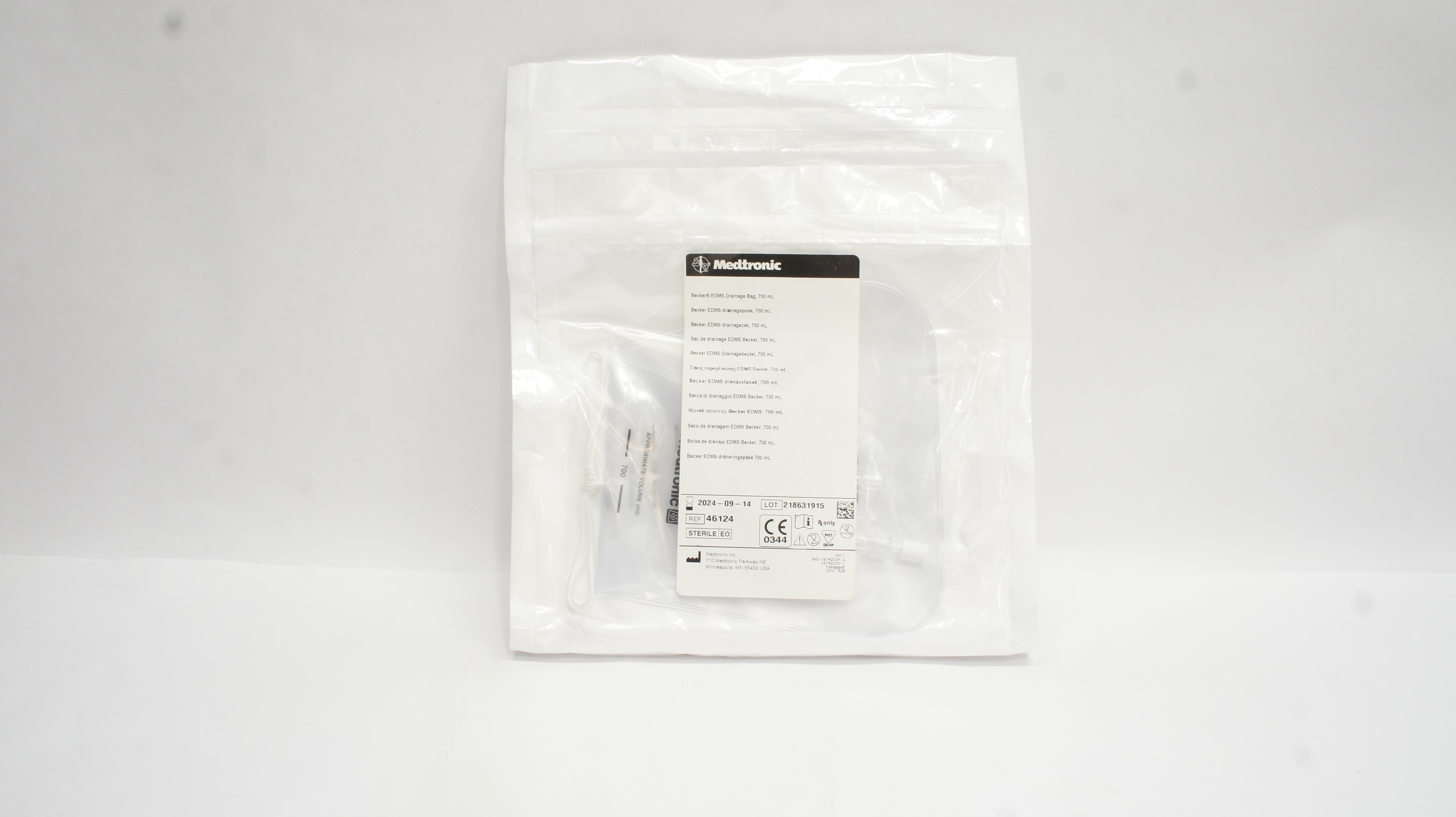 Medtronic 46124 Becker EDMS Drainage Bag, 700mL