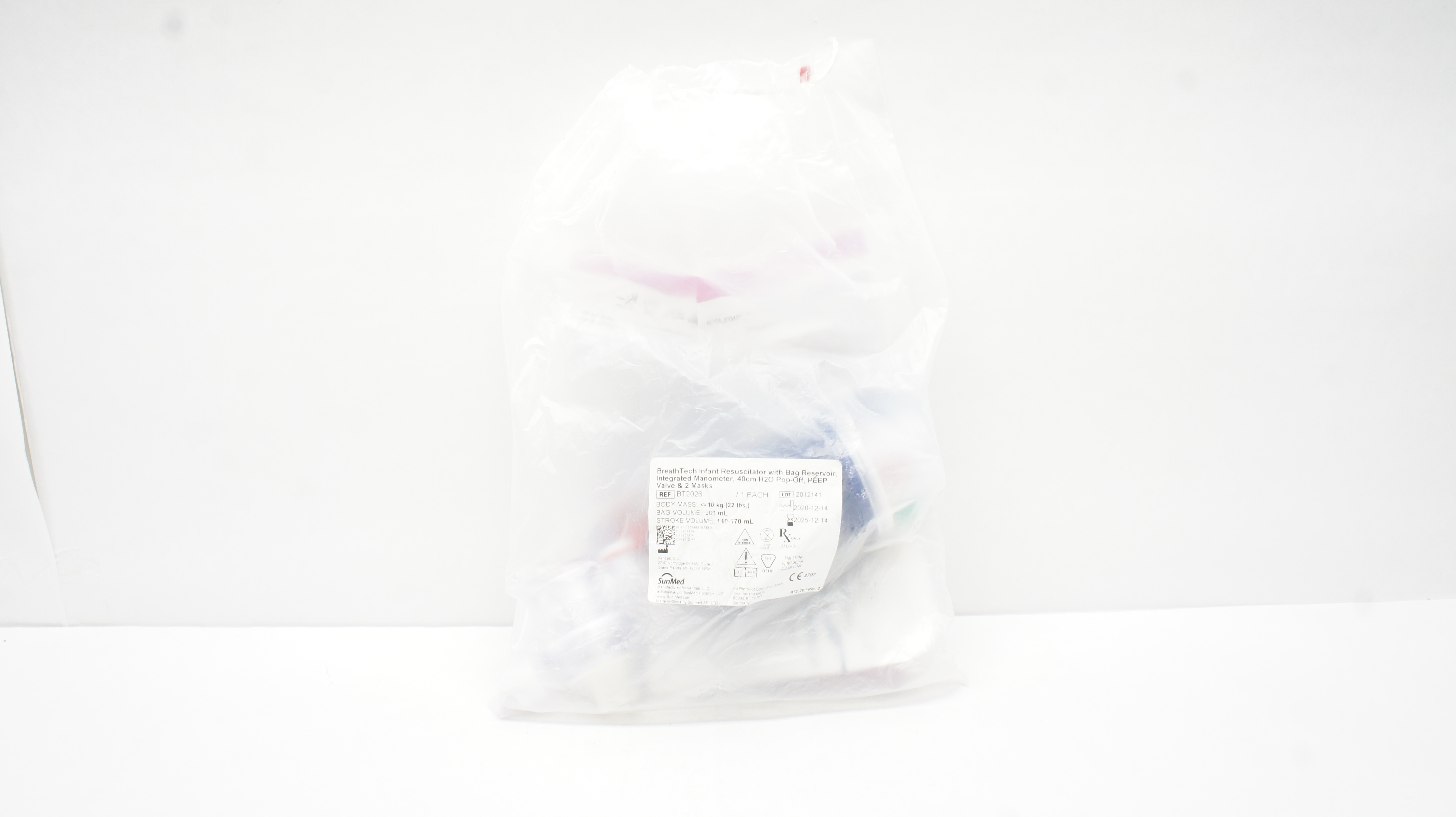 SunMed BT2026 BreathTech Infant Resuscitator w/Bag Reservoir ⇐22lbs x 300mL