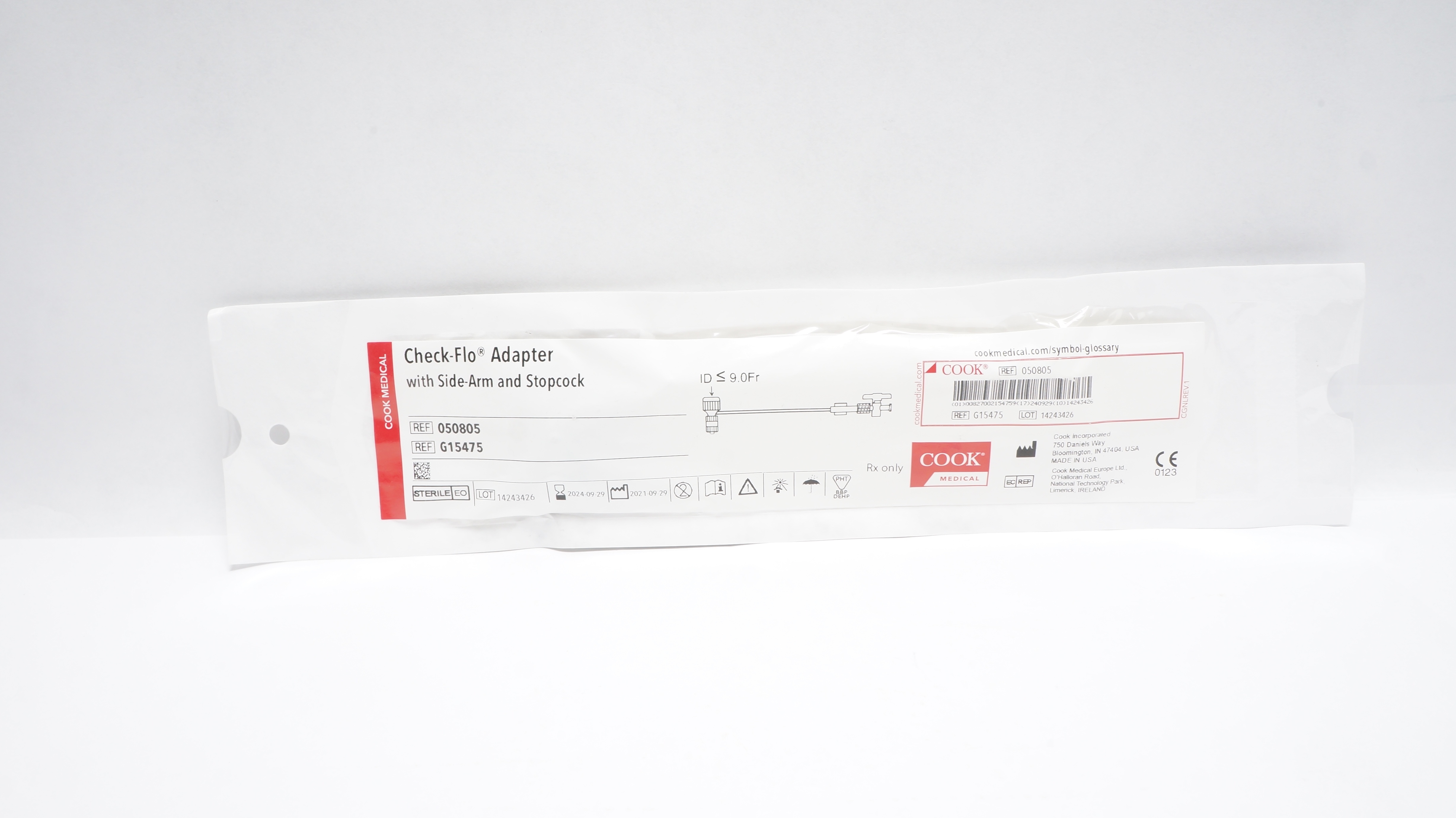 Cook Medical G15475 Check-Flo Adapter ID ≤9.0Fr.