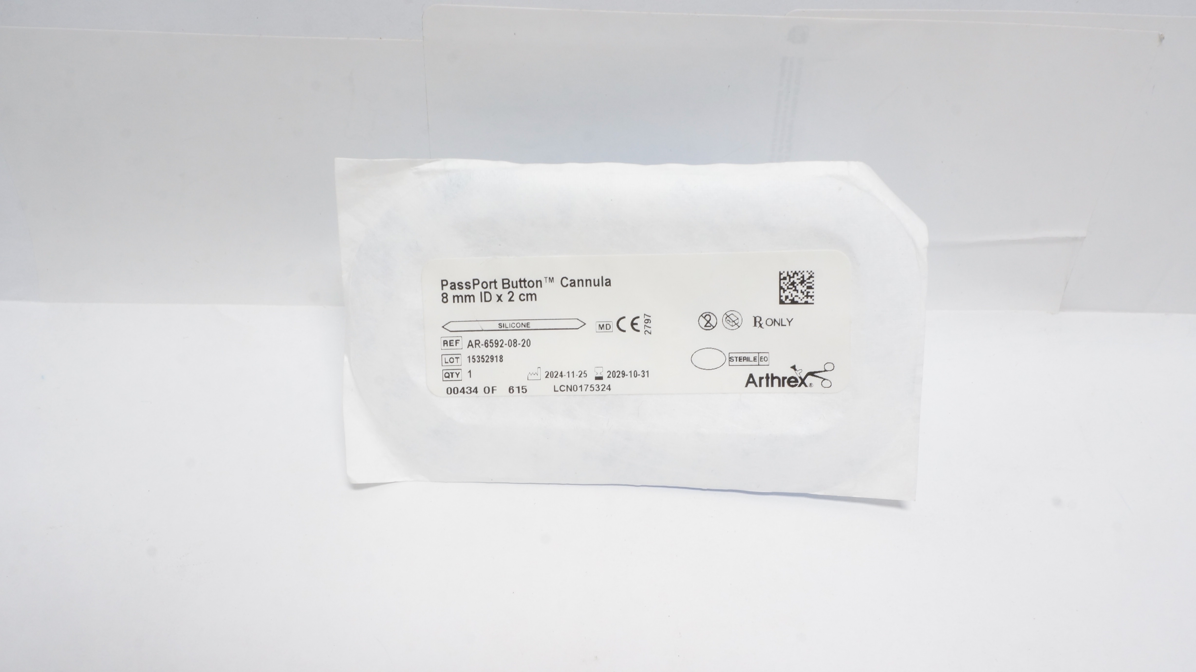 Arthrex AR-6592-08-20 PassPort Button Cannula 8mm ID x 2cm