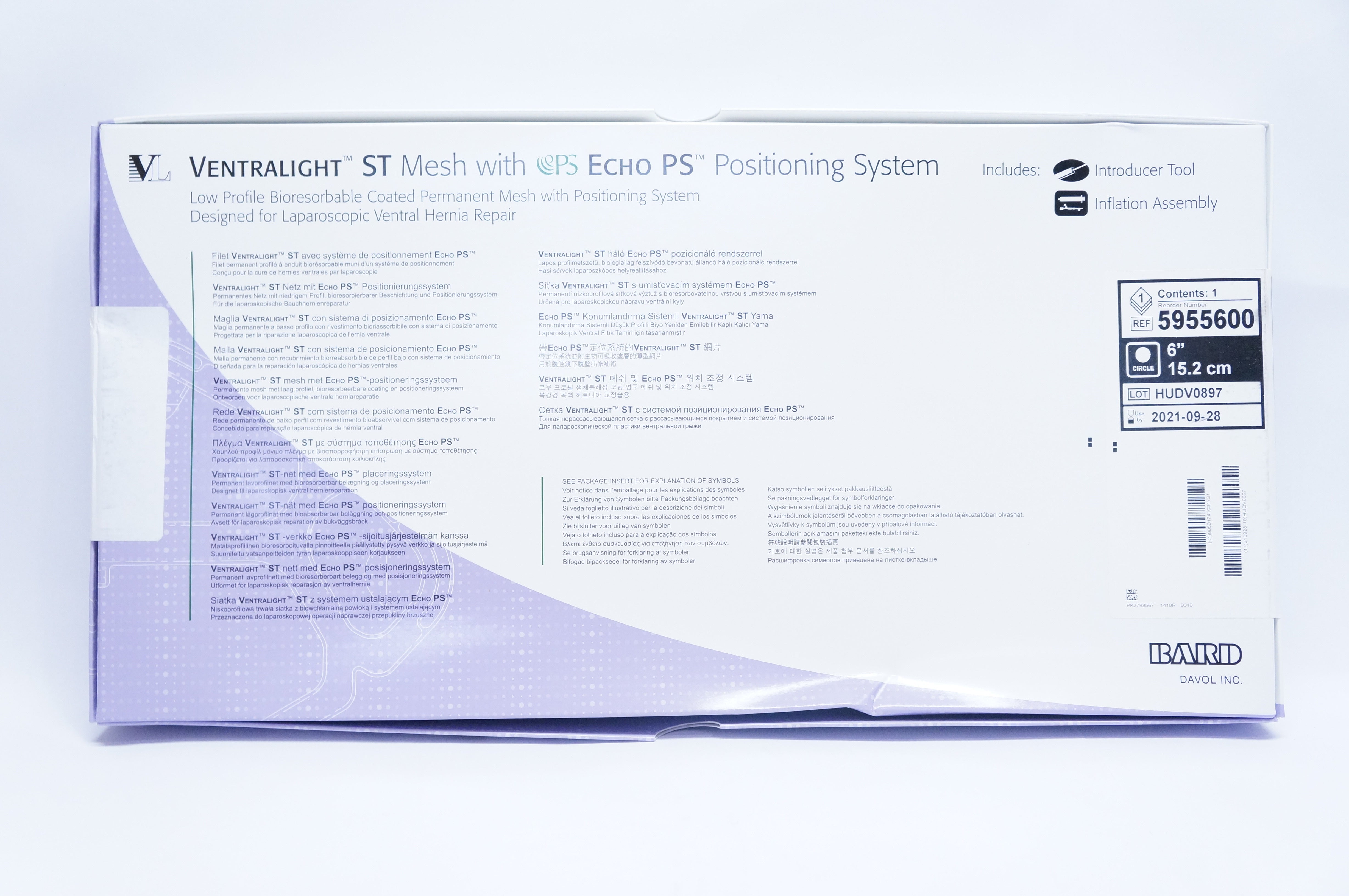 Bard 5955600 Ventralight ST Mesh with Echo PS 6inch