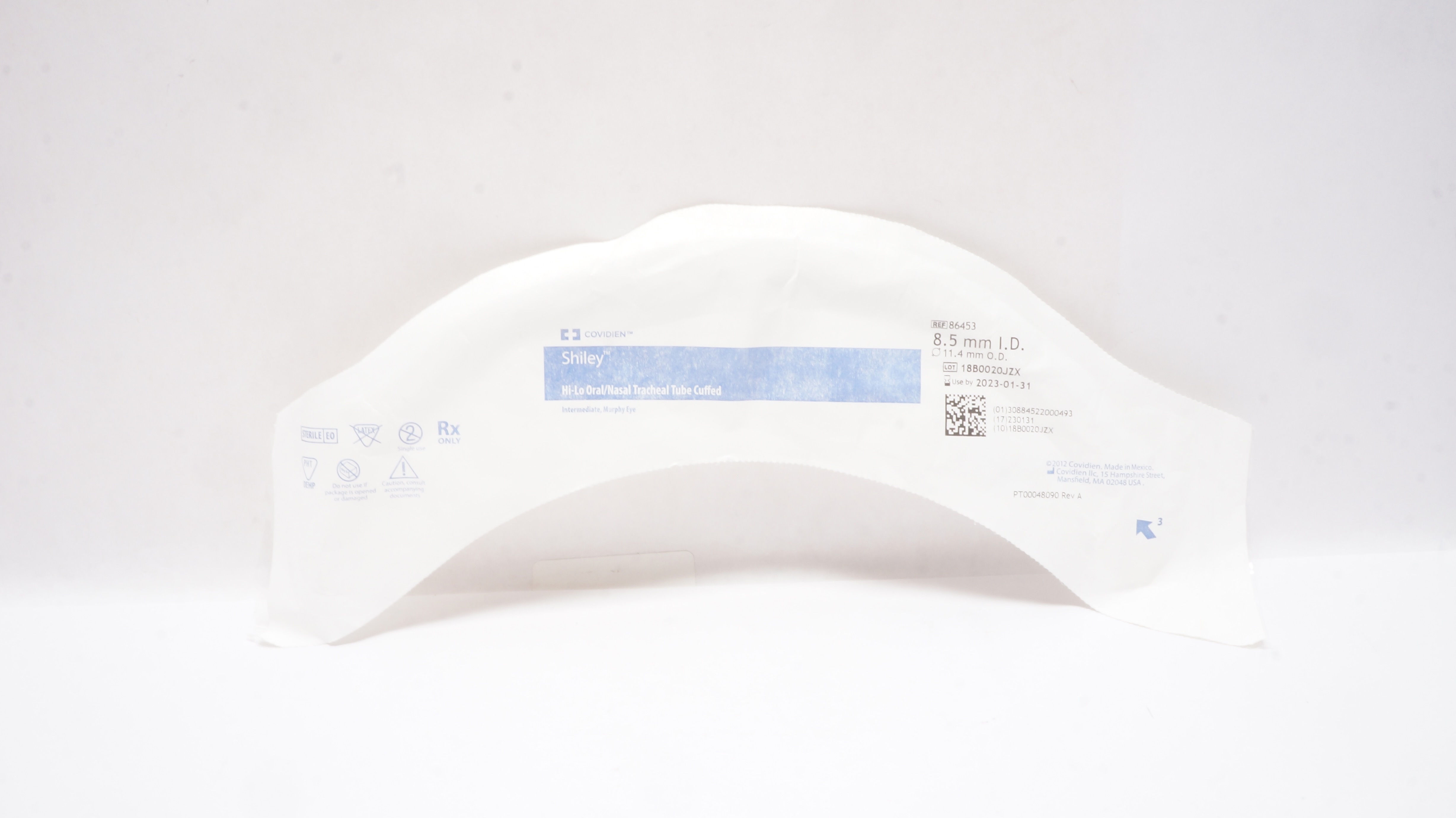 Coviden 86453 Shiley Hi Lo Oral/Nasal Tracheal Tube Cuffed 8.5x11.4 mm