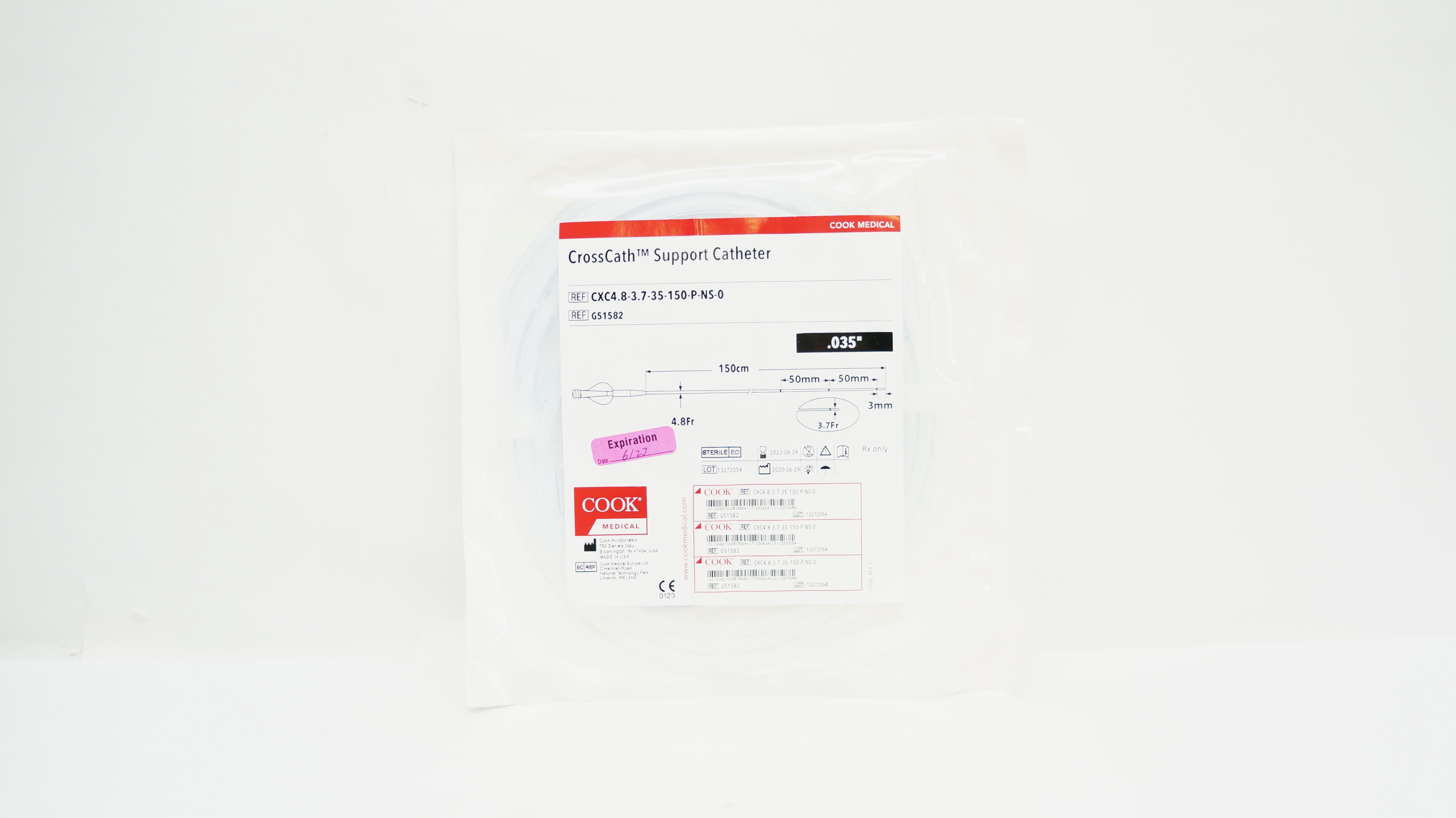 Cook Medical G51582 CrossCath Support Cath. 150cm x 4.8Fr x .035inch (x)