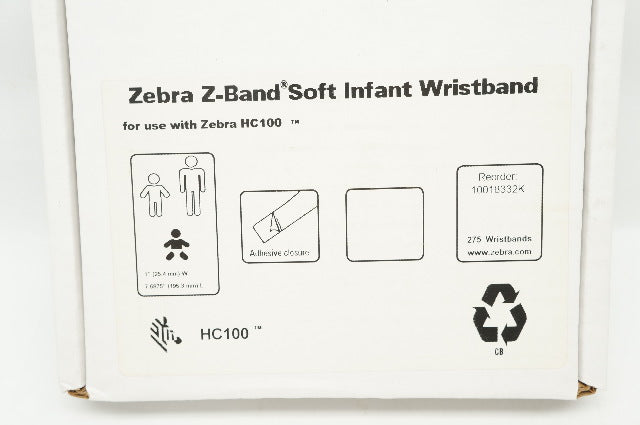 Zebra 10018332K Z-Band Soft Infant Wristband 1inch x 7.6875inch