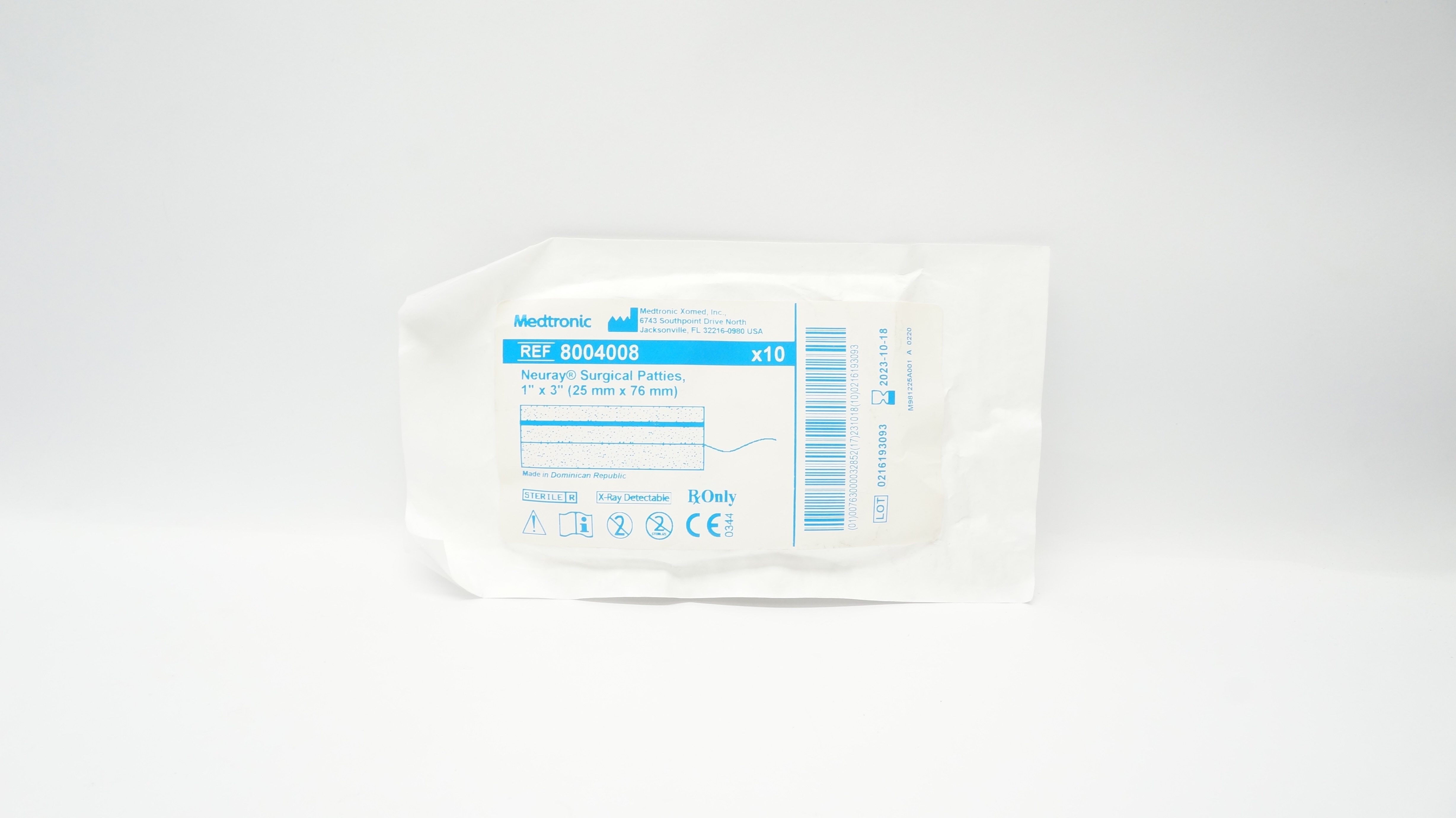 Medtronic 8004008 Neuray Surgical Patties, 1In x 3In (x)