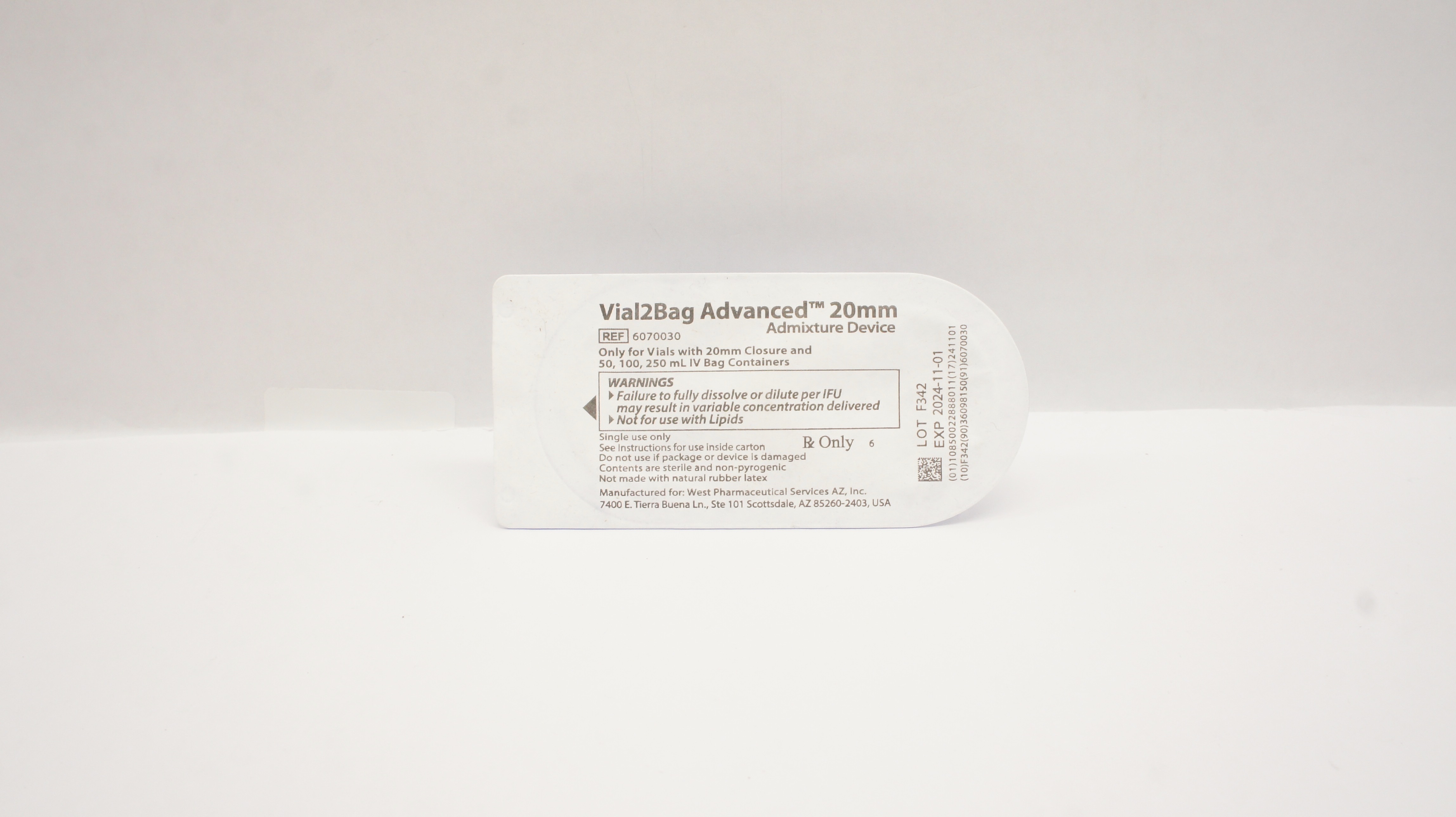 West Pharmaceutical 6070030 Vial2Bag Advanced Admixture Device 20mm