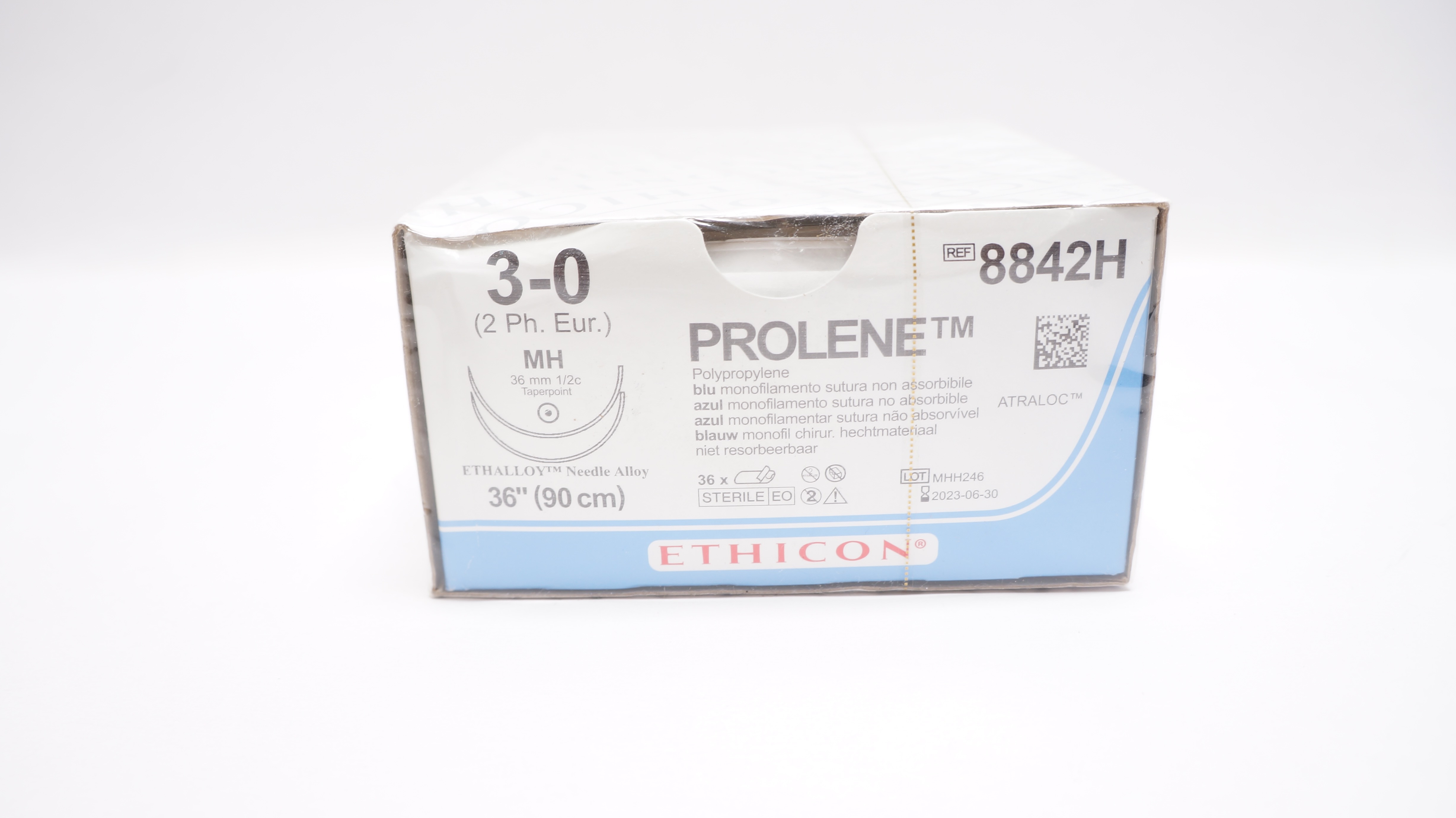Ethicon 8842H 3-0 PROLENE, Blue MH 36mm 1/2c Taper, 36In - Box of 36 (x)