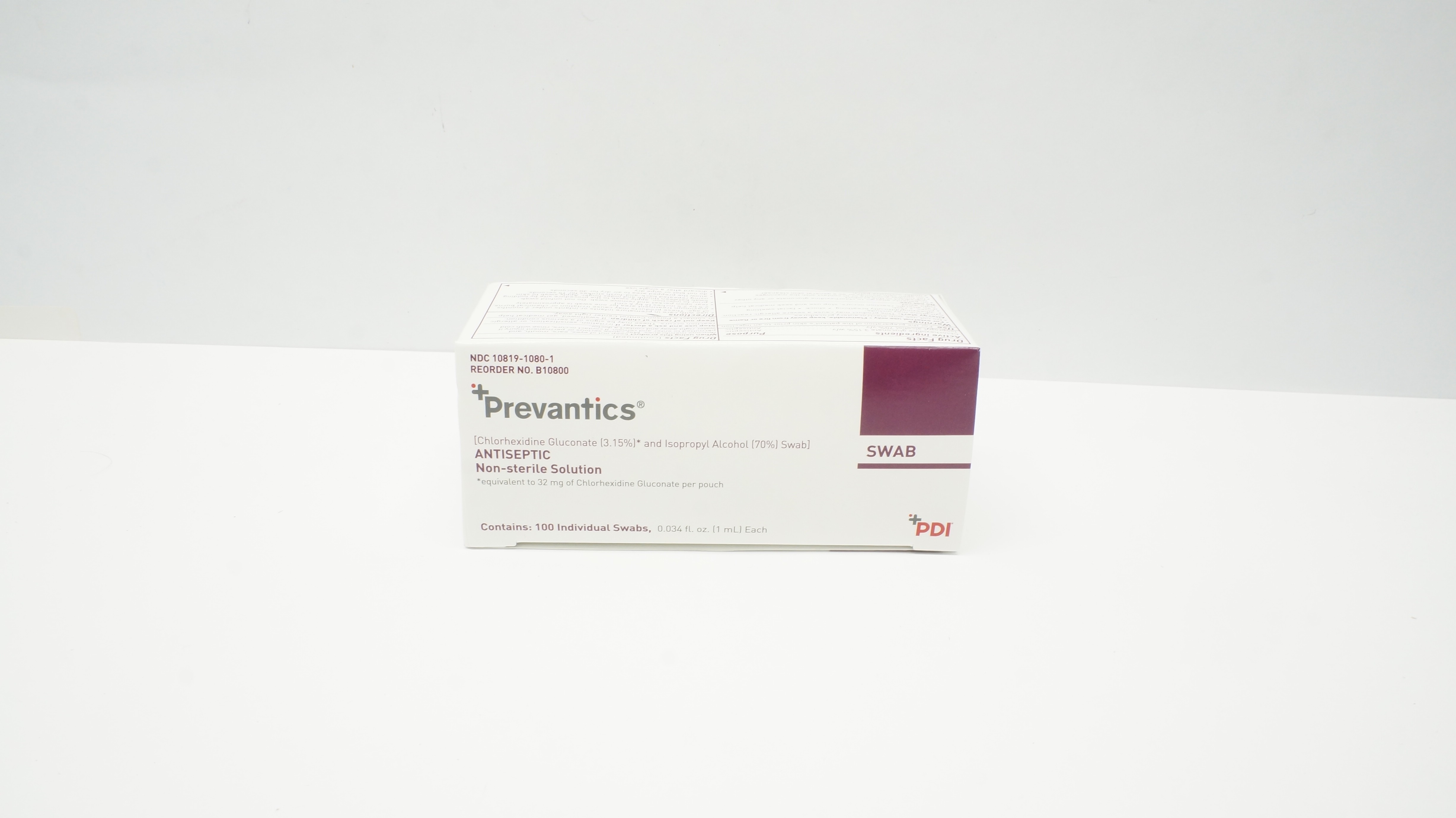 PDI B10800 Prevantics Antiseptic Swabs 0.034 fl.oz. Each - Box of 100