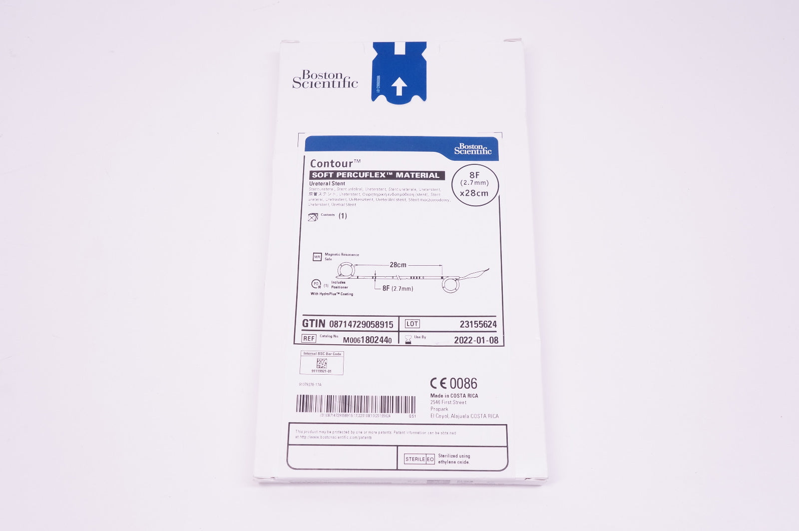 Boston Scientific 180244 Contour Soft Percuflex Material Ureteral Stnt 8F x 28cm