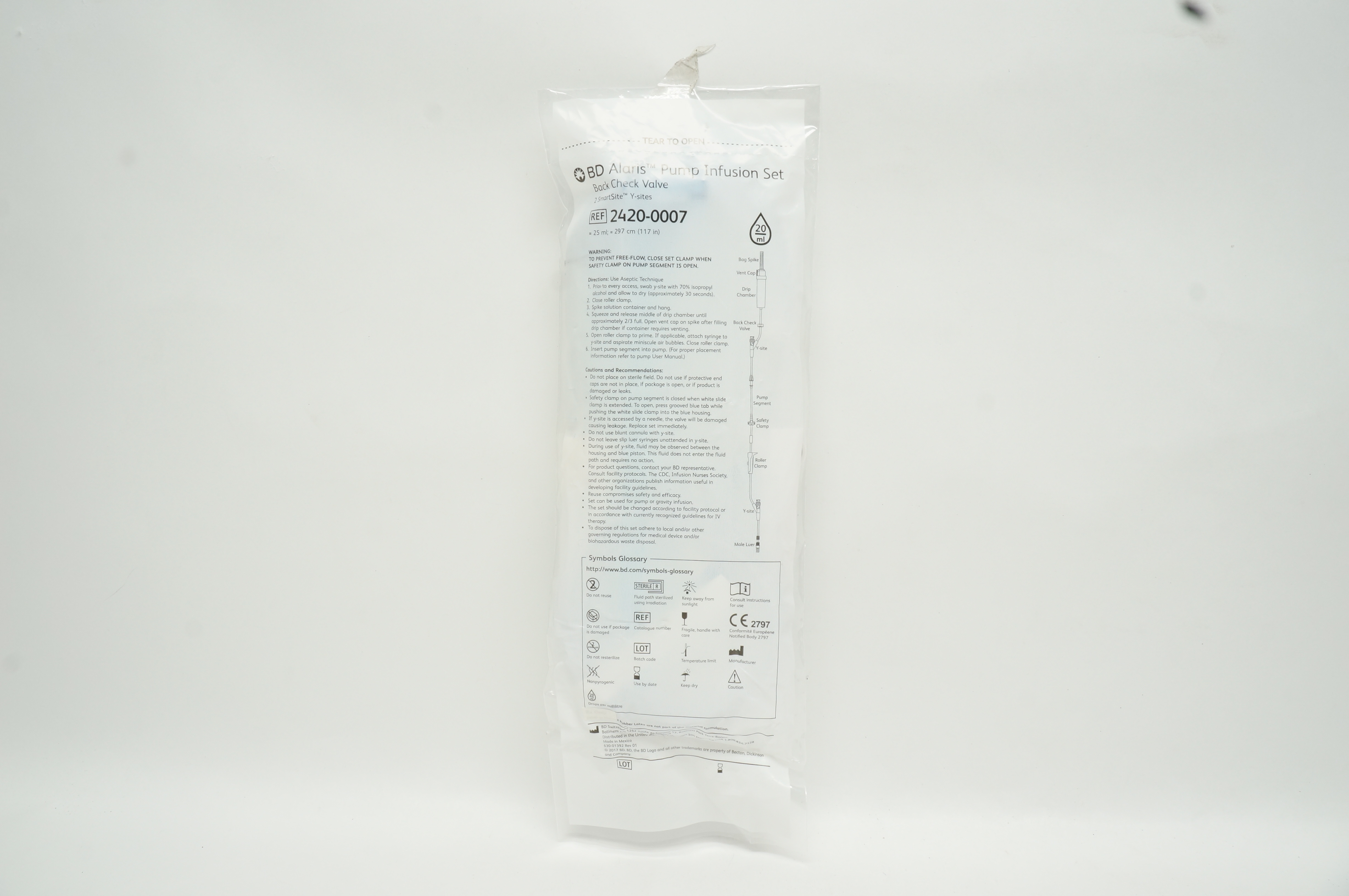 BD 2420-0007 Alaris Pump Infusion Set Back Check Valve 20 ml