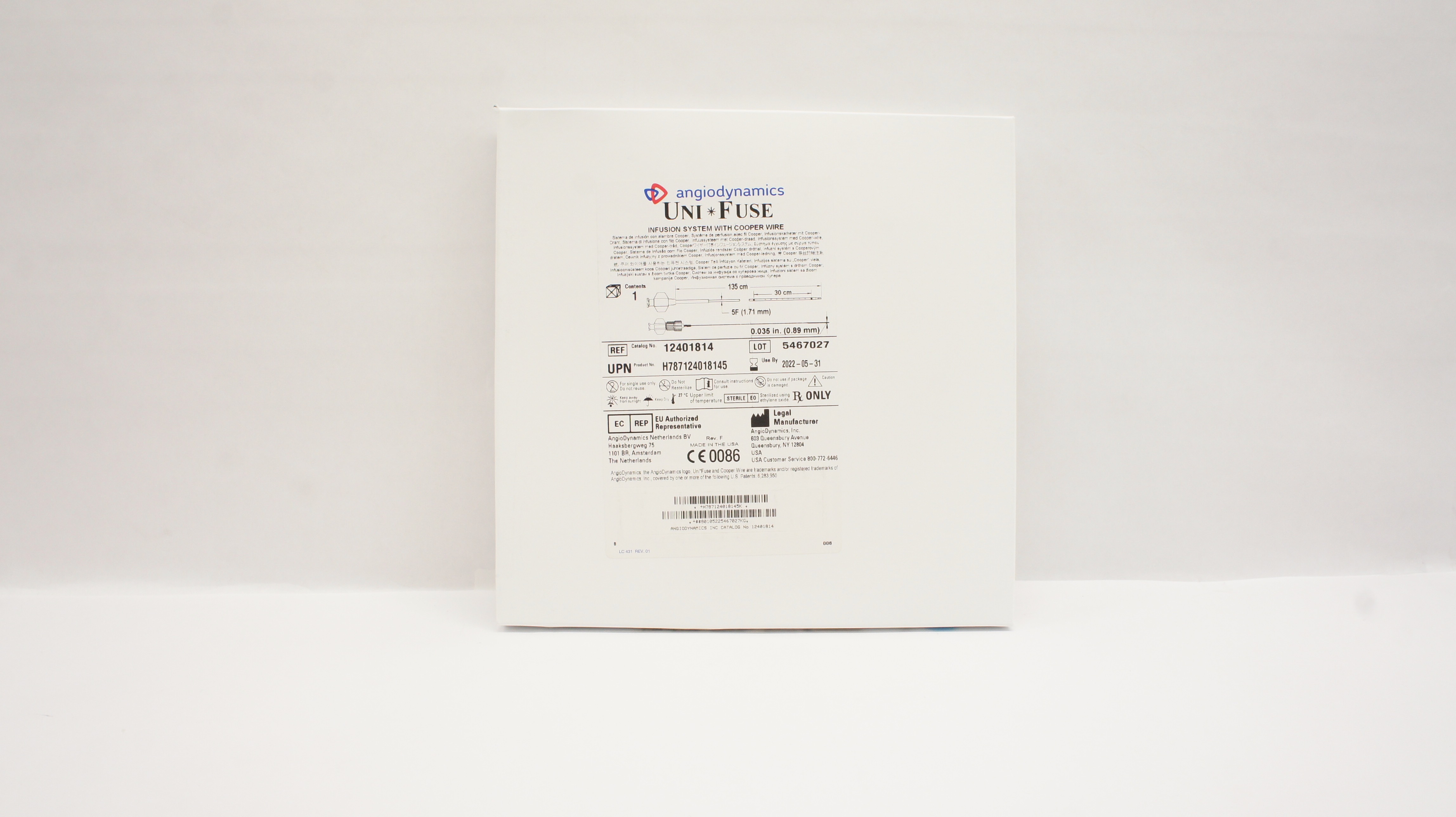 AngioDynamics 12401814 UniFuse Infusion System With Cooper Wire 5F x 135cm (x)