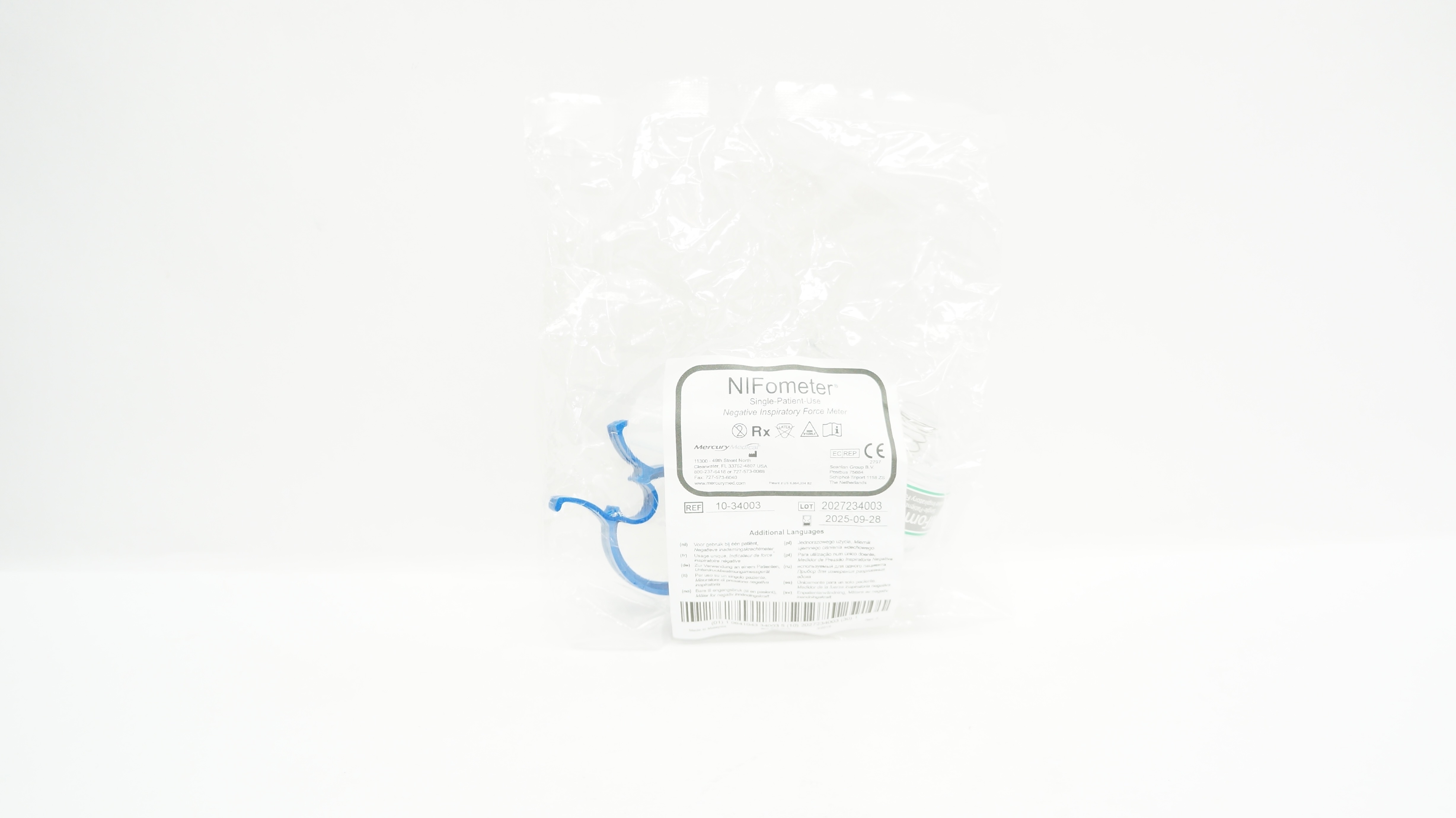 Mercury Medical 10-34003 NIFometer Negative Inspiratory Force Meter