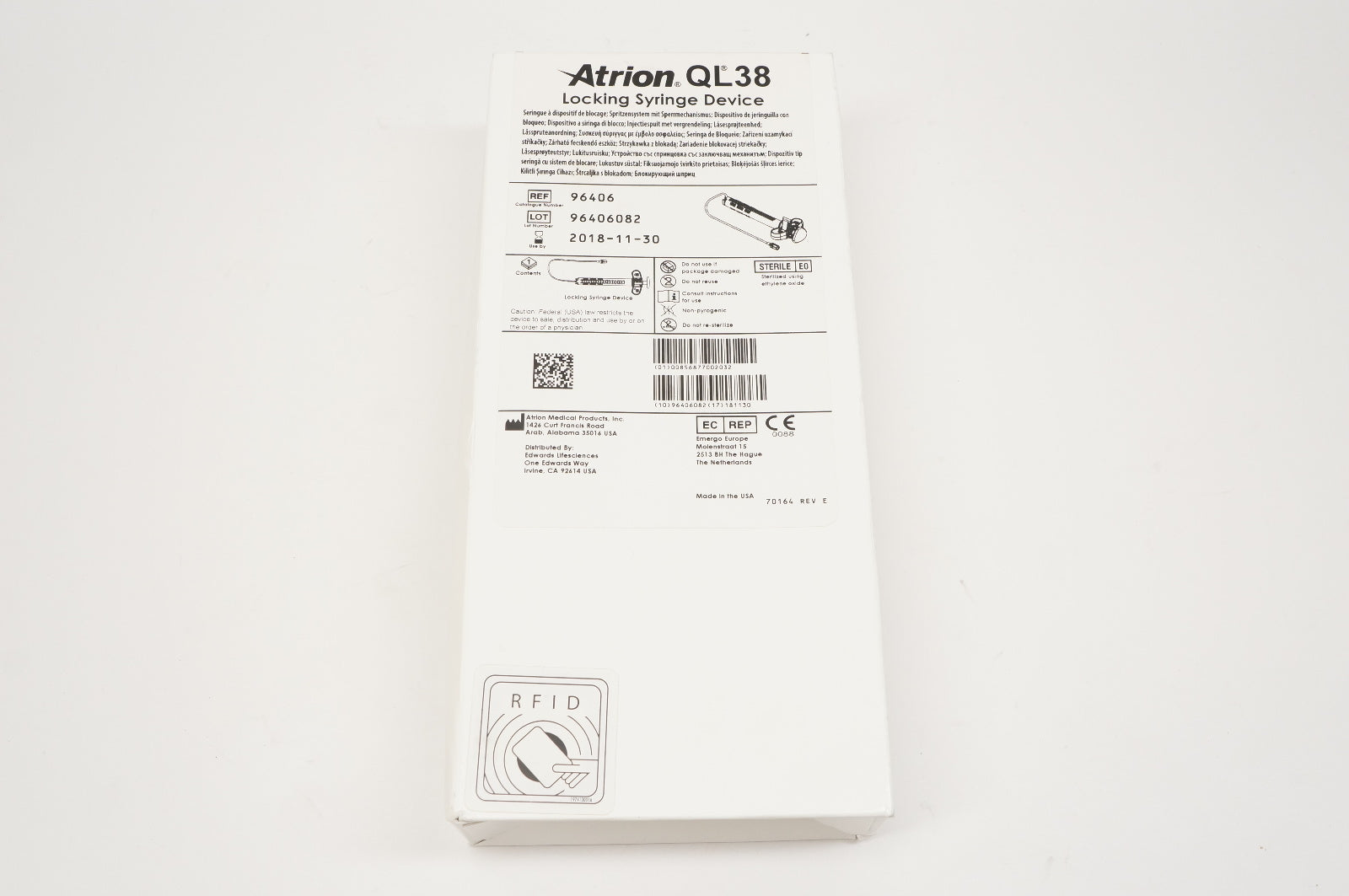 Edwards Lifesciences 96406 Atrion QL 38 Locking Syringe Device (x)