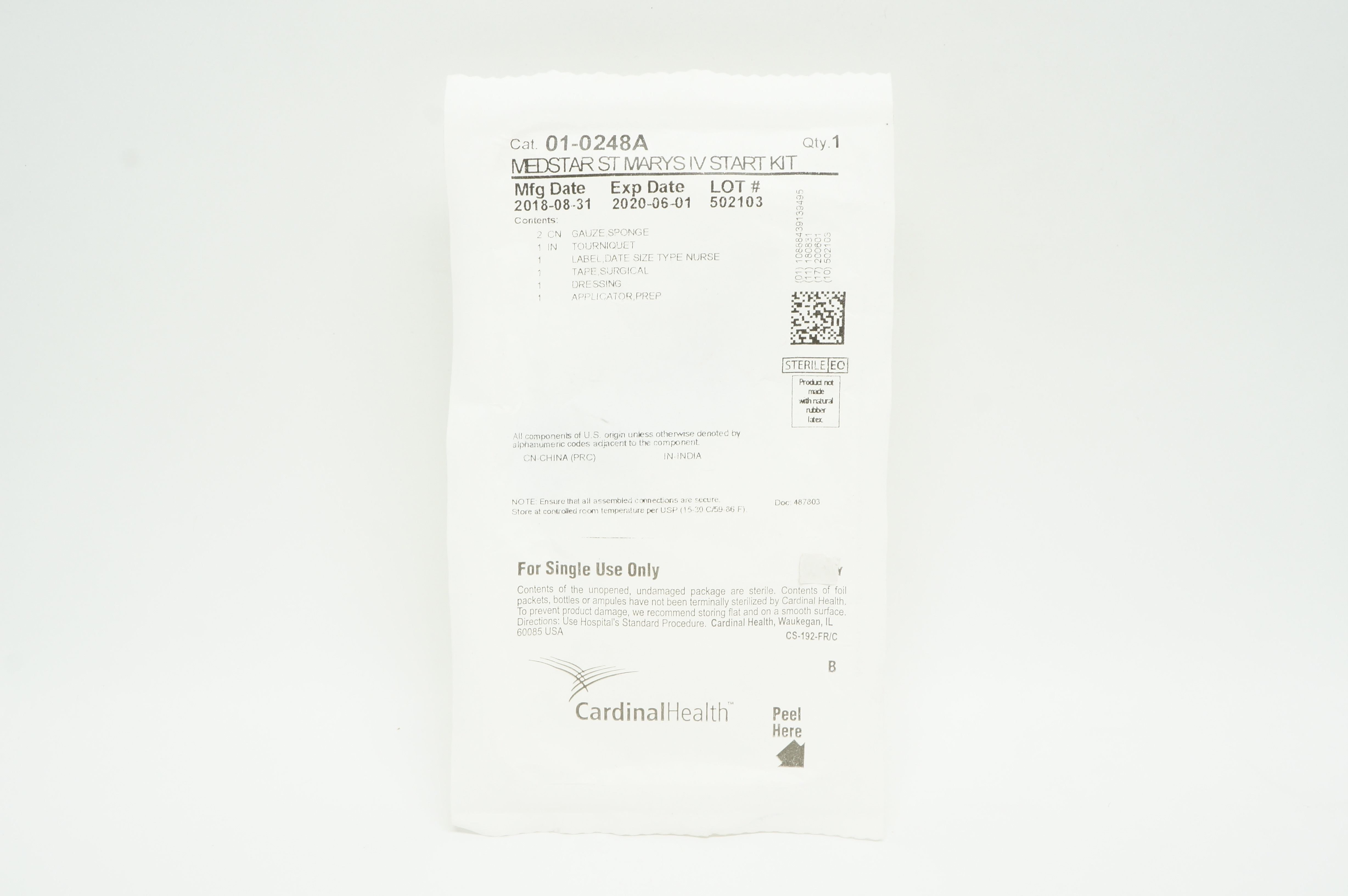 Cardinal Health 01-0248A Medstar ST Marys IV Start Kit (x)