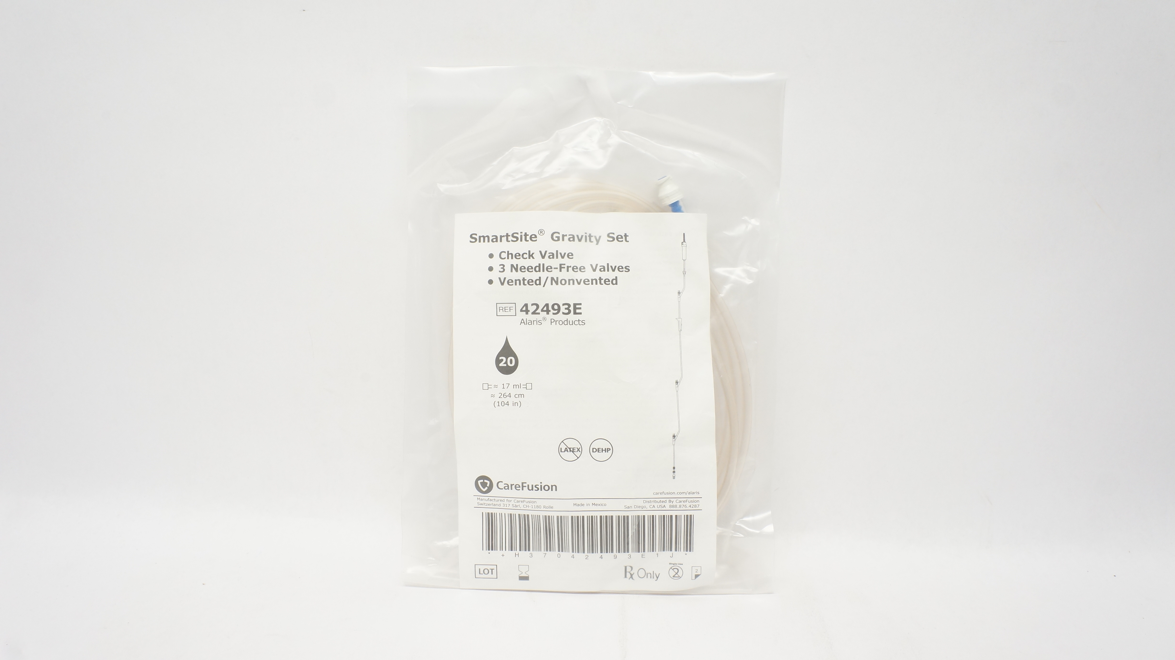 CareFusion 42493E SmartSite Gravity Set 20, 17ml x 104inch
