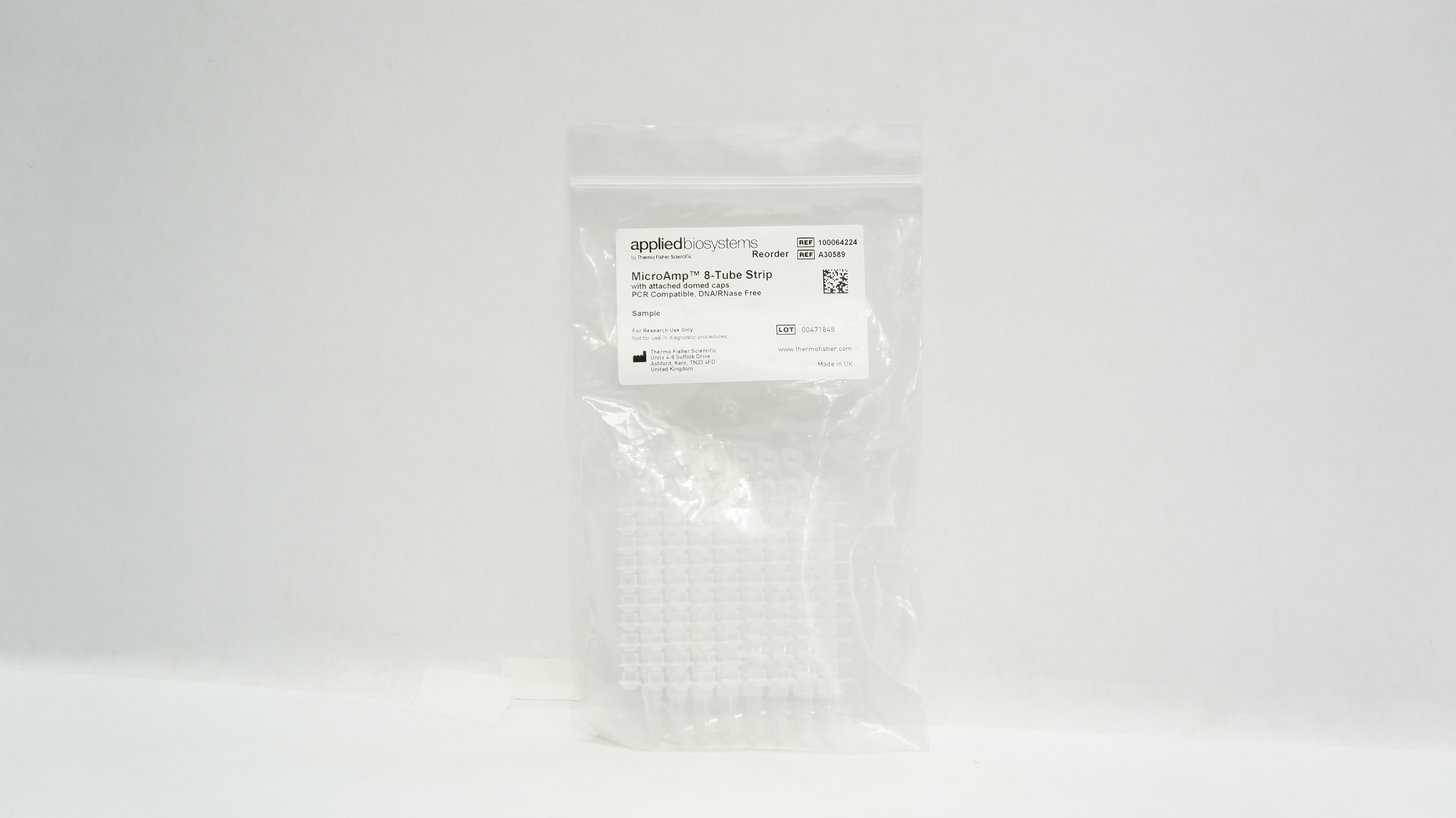 Thermo Fisher Scientific 100064224/A30589 MicroAmp 8-Tube Strip W/Attached Caps