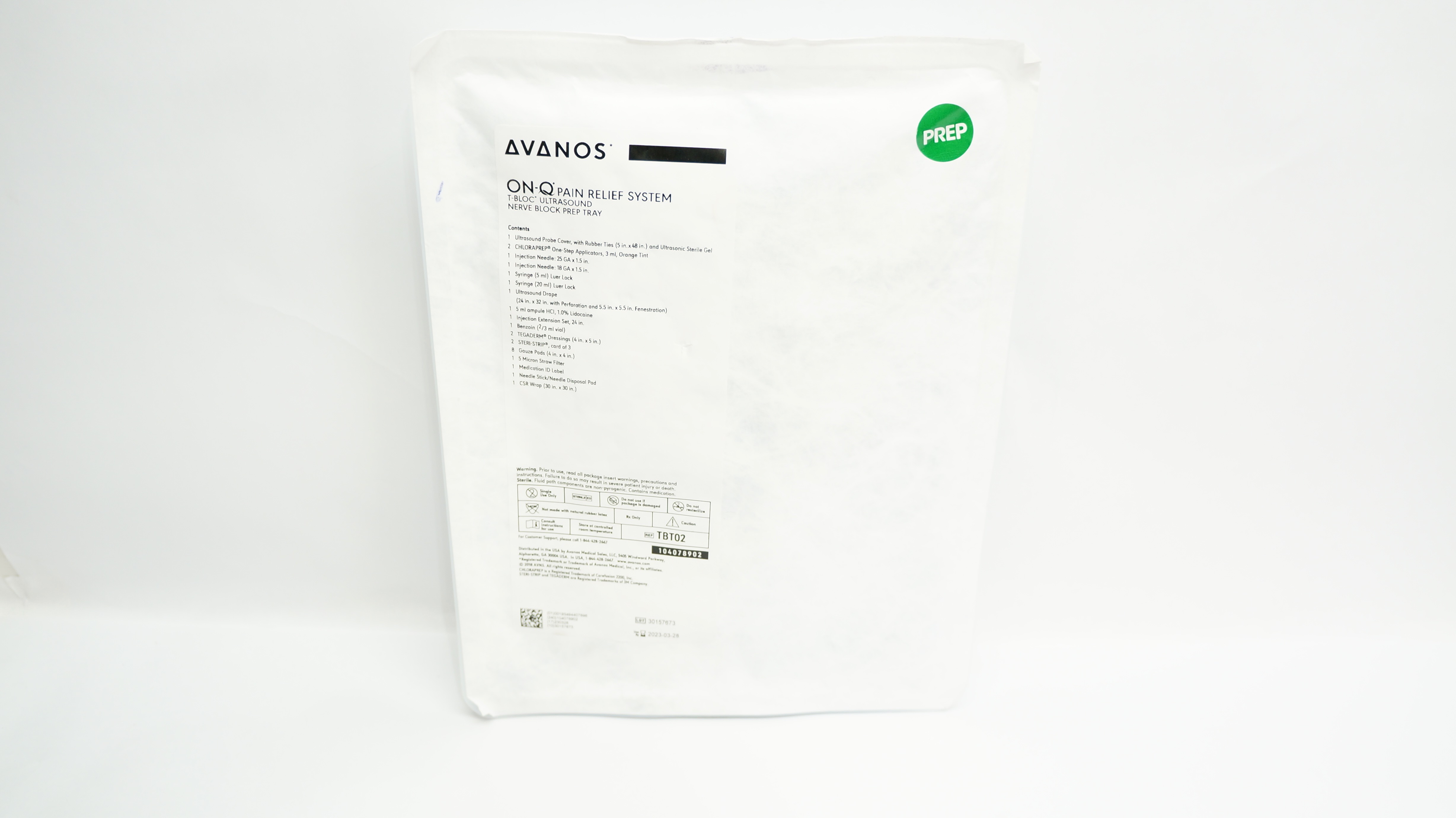 Avanos TBT02 ON-Q Pain Relief System T-Bloc Ultrasound Nerve Block Prep Tray (x)