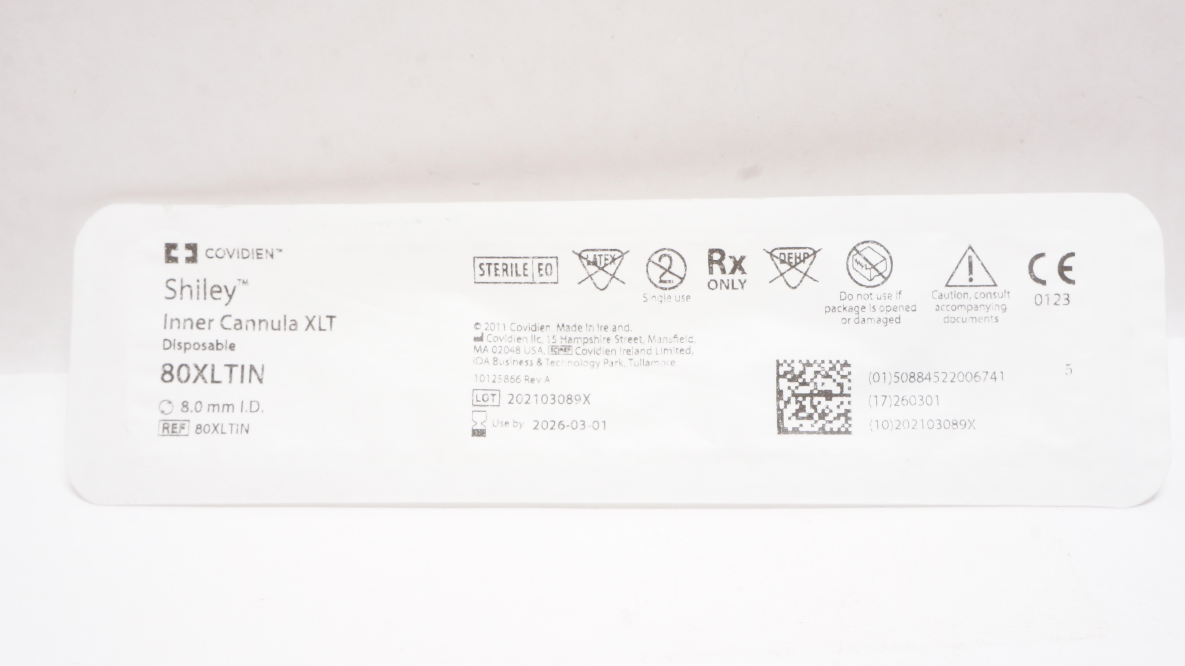 Covidien 80XLTIN Shiley Inner Cannula XLT Disposable 8.0mm I.D.