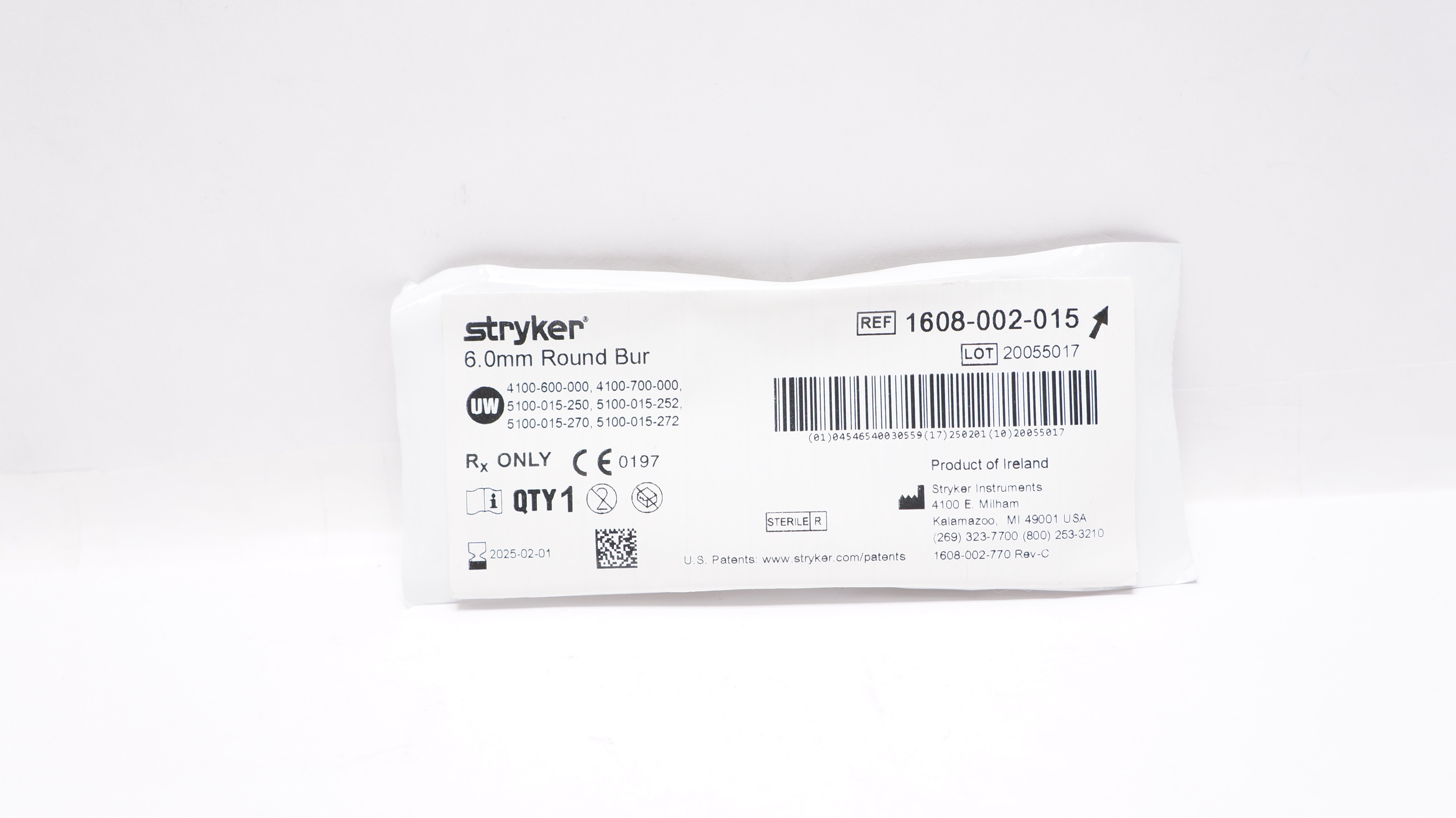 Stryker 1608-002-015 Round Bur 6.0mm